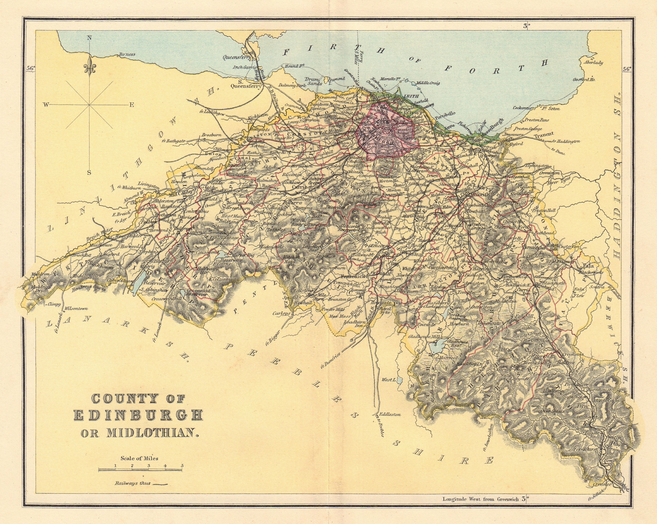 Associate Product MIDLOTHIAN. County of Edinburgh map with parishes. Scotland. LIZARS 1895