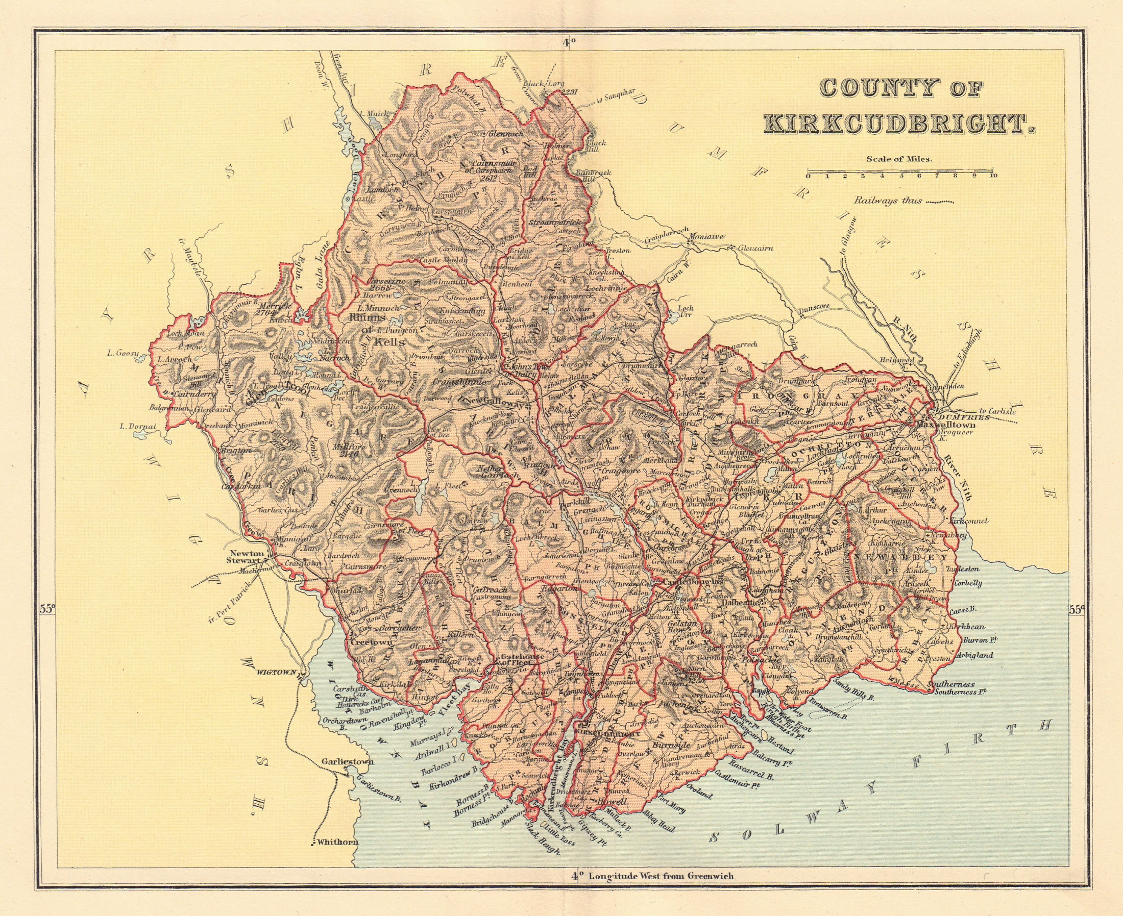 Associate Product KIRKCUDBRIGHTSHIRE antique county map. Parishes. Dumfries Scotland. LIZARS 1895