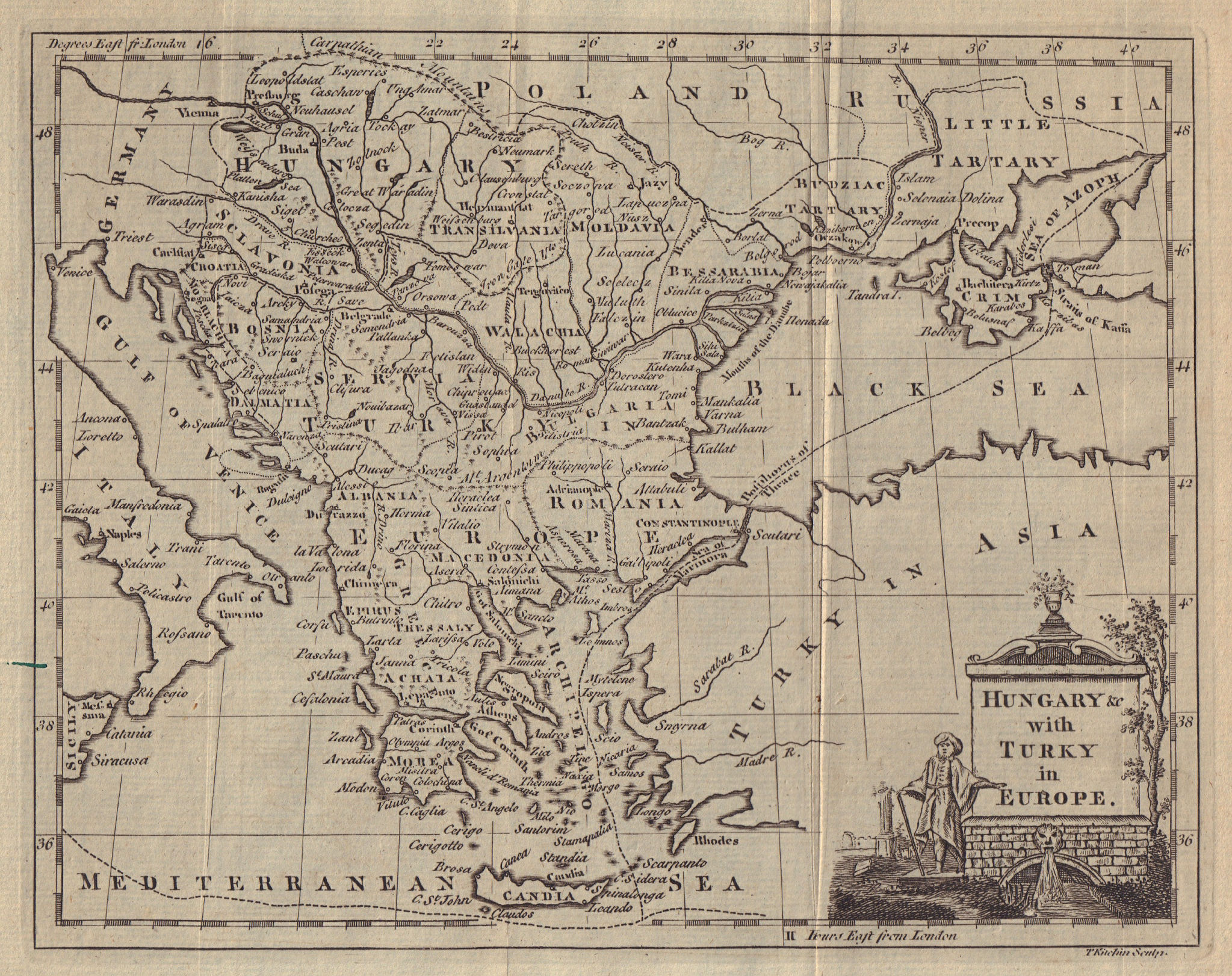 Associate Product Hungary &c with Turky in Europe. Balkans Greece Ukraine. KITCHIN 1782 old map