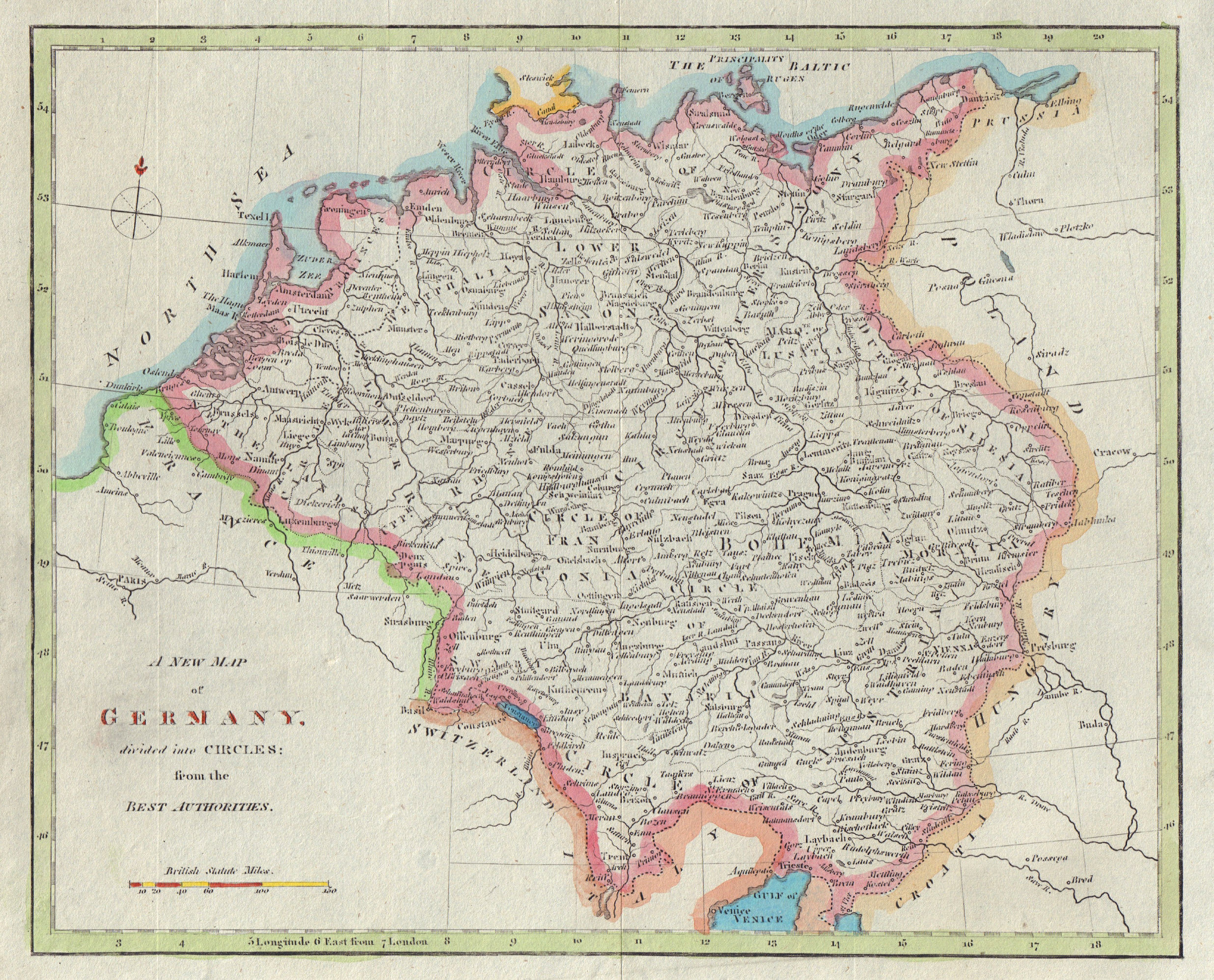 Associate Product A new map of Germany divided into Circles. Austria Switzerland NL Belgium 1811
