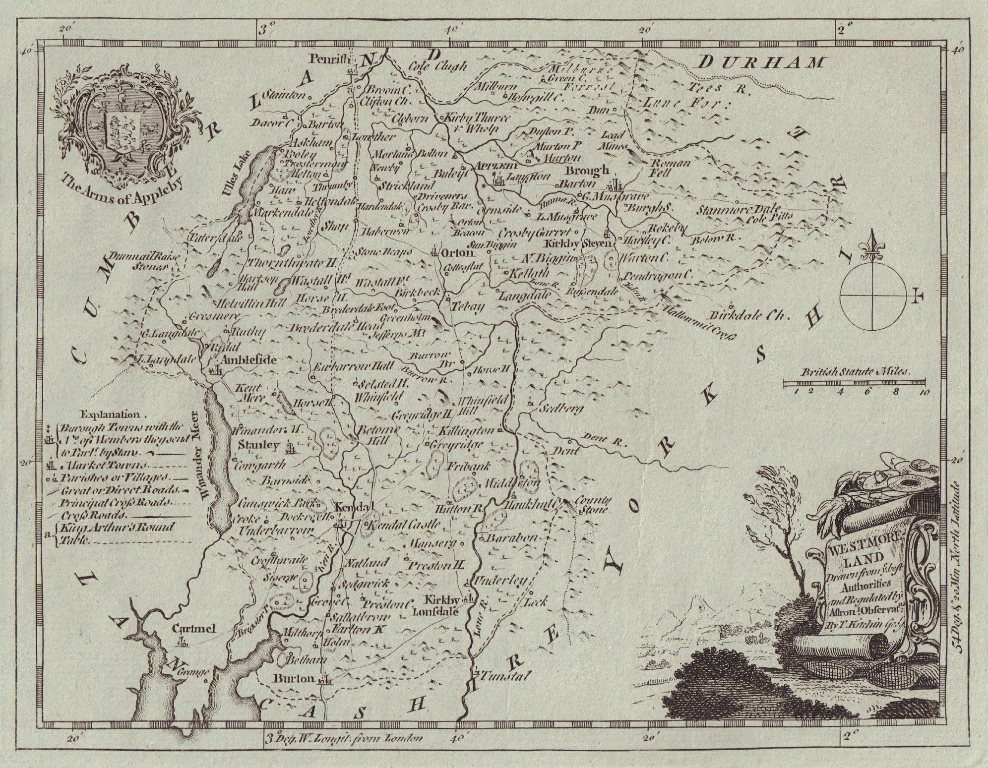 Associate Product Westmoreland drawn from ye best Authorities. County map. Thomas Kitchin c1764