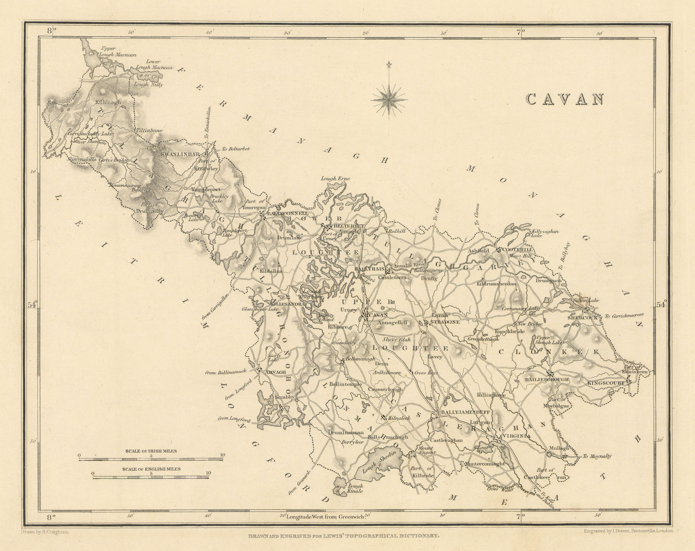 Associate Product COUNTY CAVAN antique map for LEWIS by CREIGHTON & DOWER - Ireland 1837 old