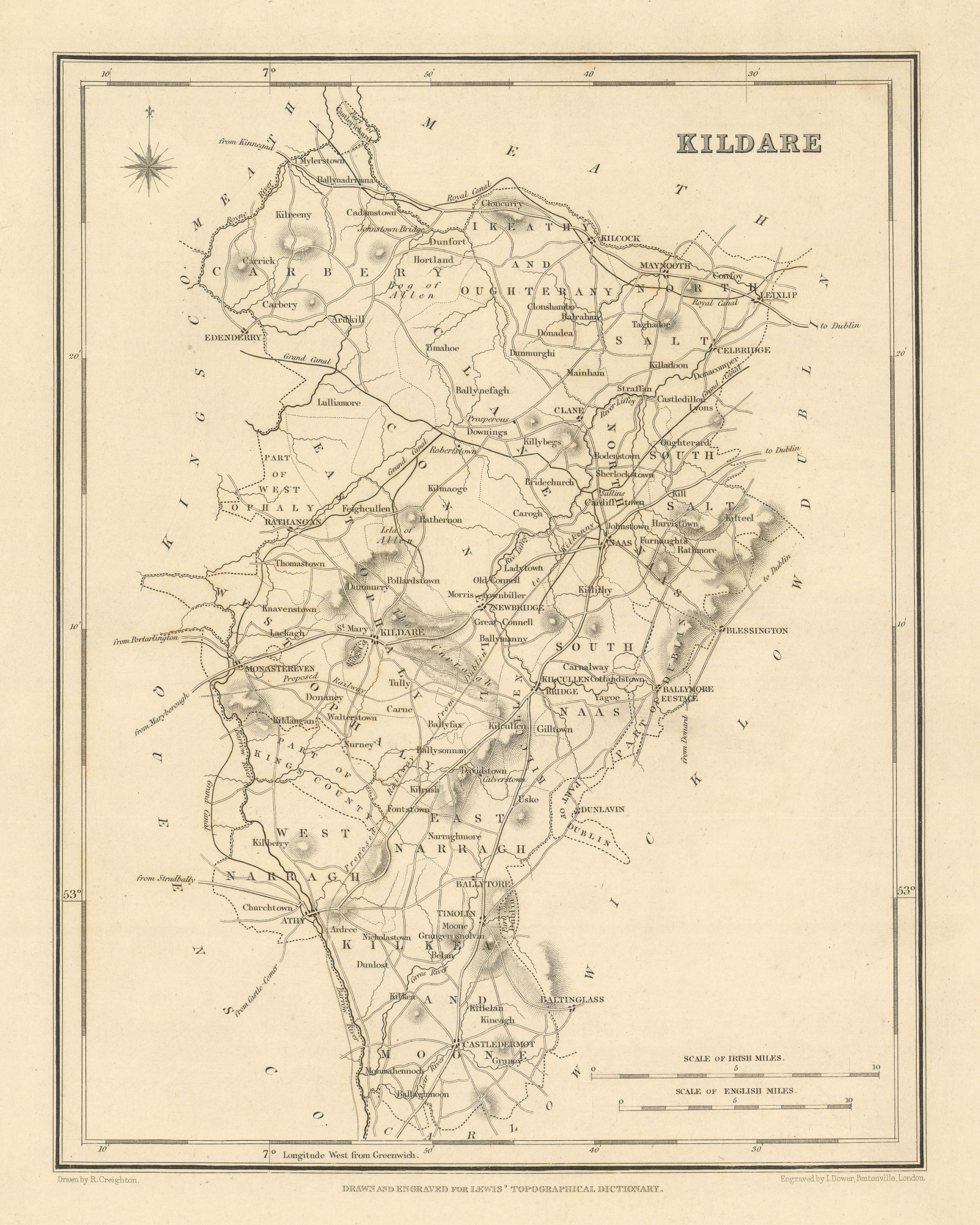 COUNTY KILDARE antique map for LEWIS by CREIGHTON & DOWER - Ireland 1837