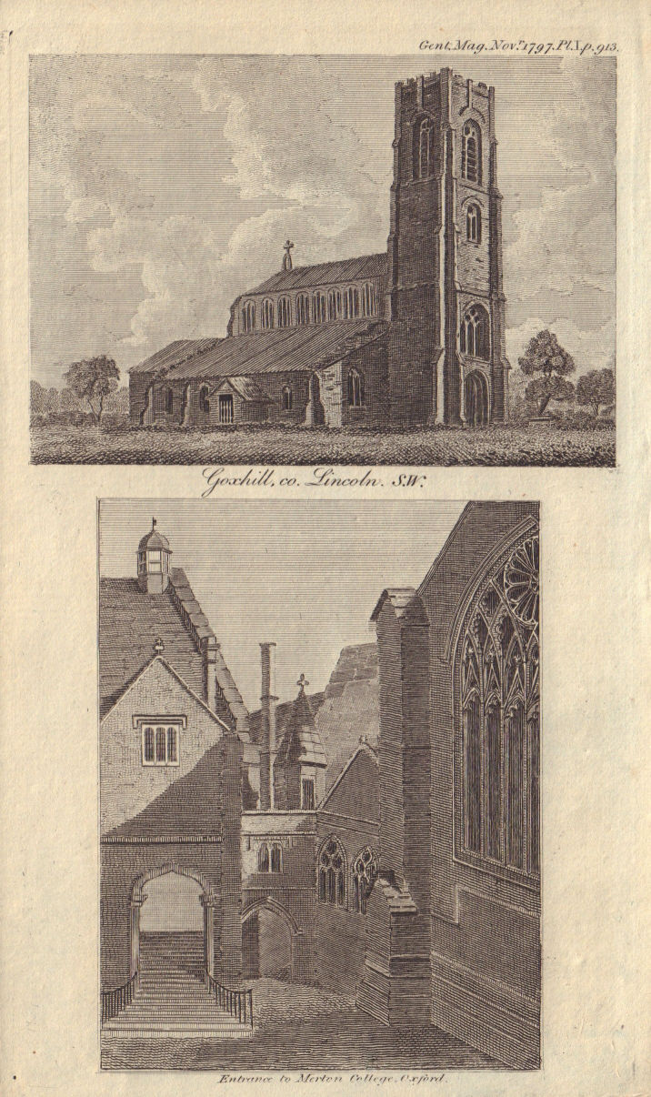 All Saints Church, Goxhill, Lincolnshire. Merton College entrance, Oxford 1797
