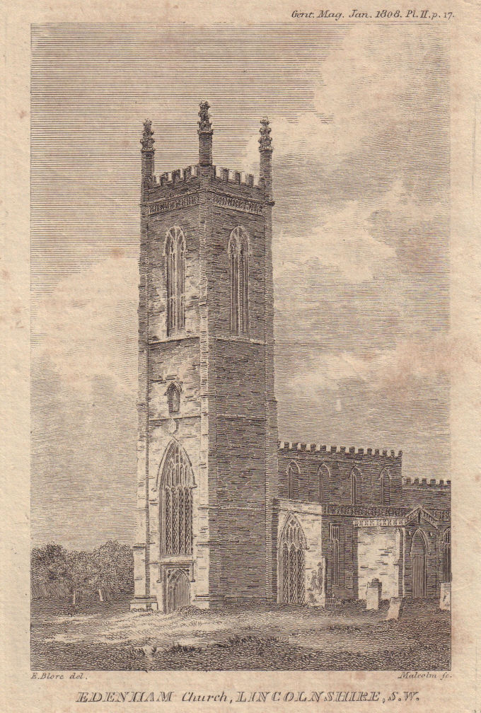 Associate Product View of Saint Michael & All Angels Church, Edenham, Lincolnshire 1808 print