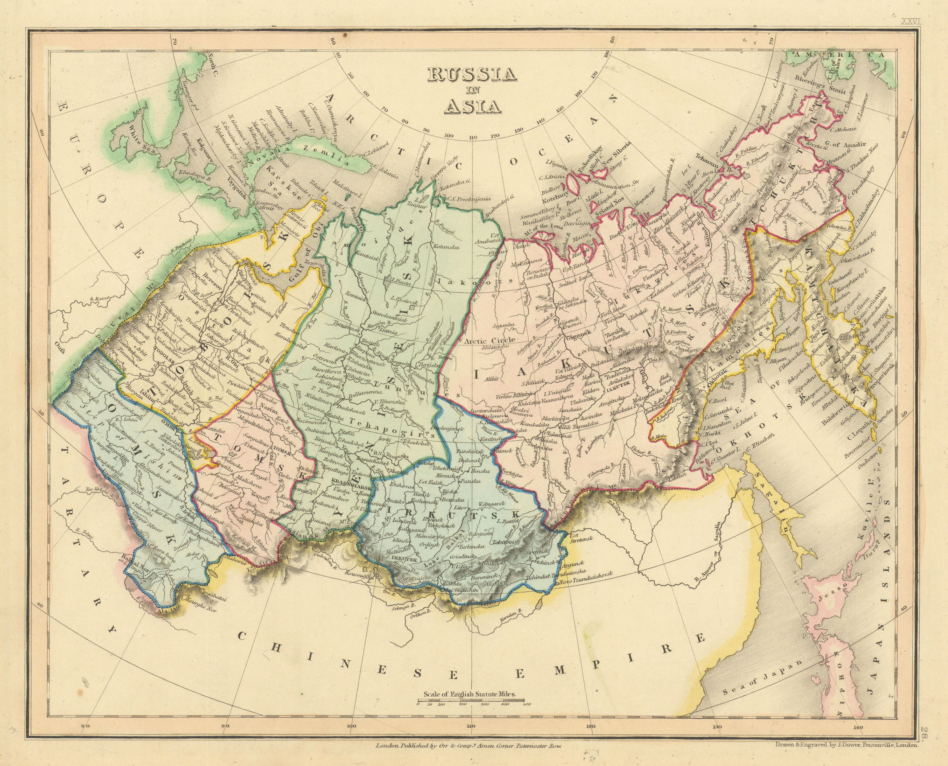 Associate Product Russia in Asia by John Dower. Irkutsk Iakutsk Kamchatka Tomsk Yeniseisk 1845 map