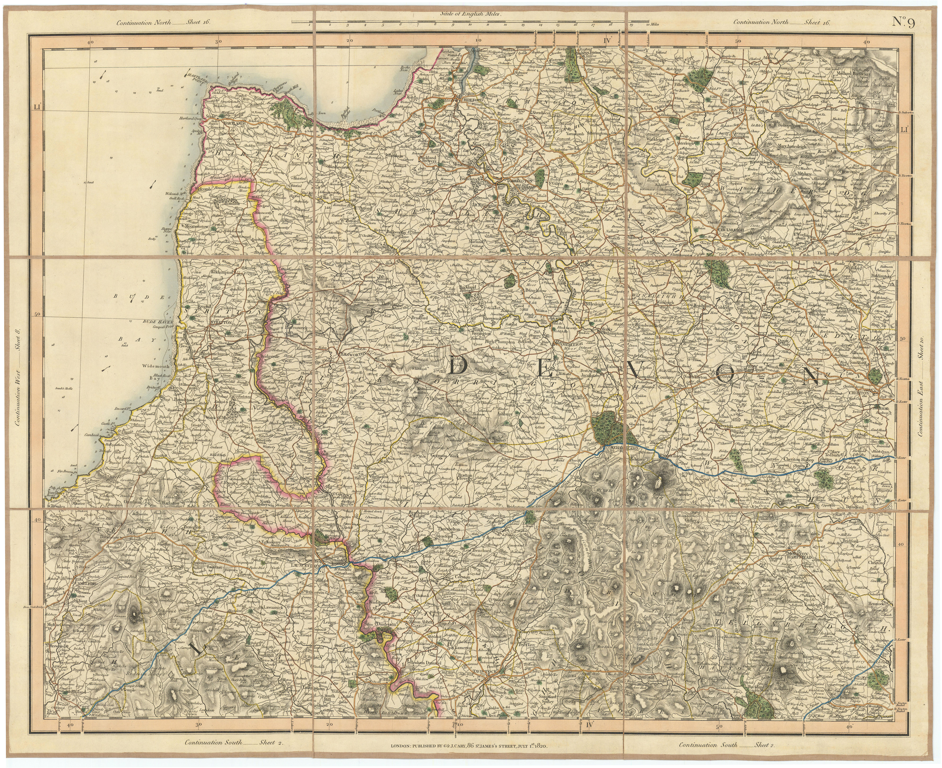 NORTH CORNWALL & WEST DEVON. Dartmoor Bodmin Moor Hartland. CARY 1832 old map