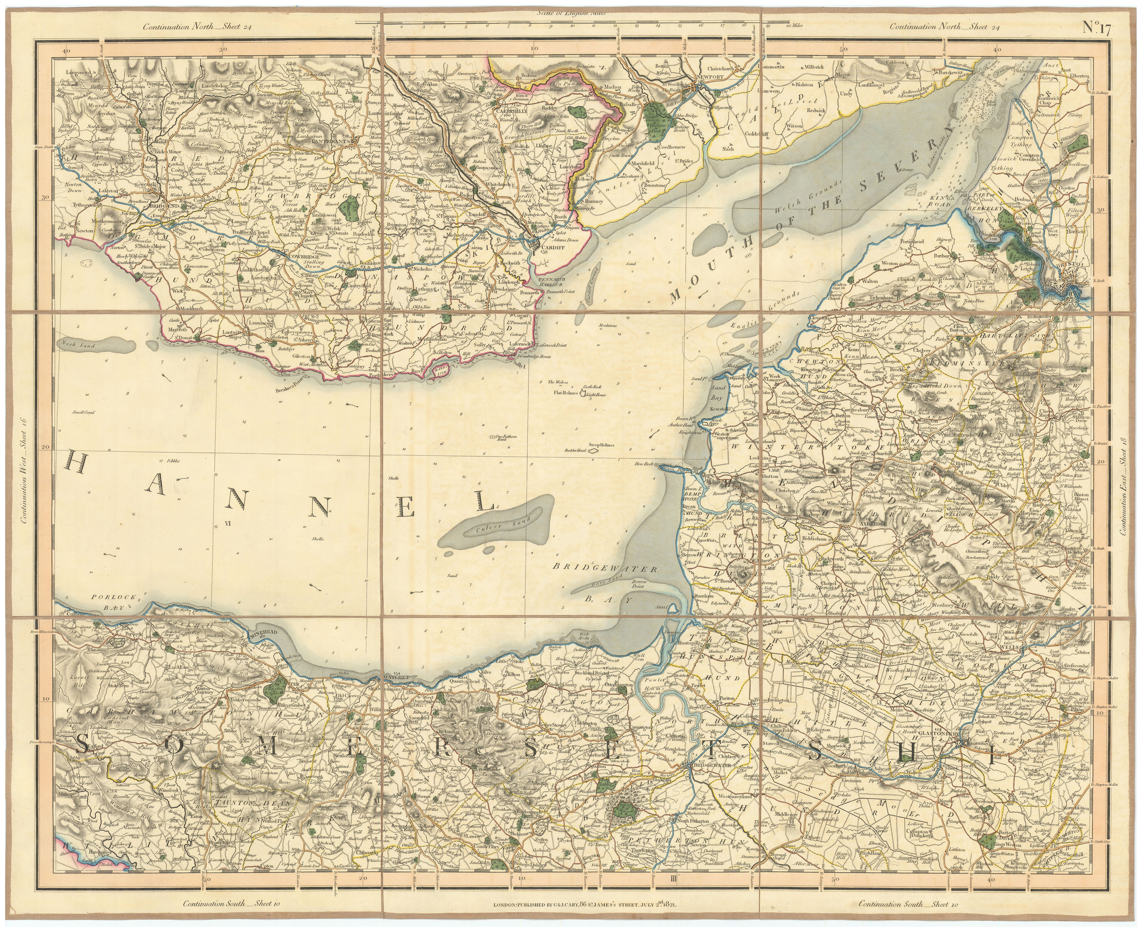 Associate Product SEVERN ESTUARY BRISTOL CHANNEL Exmoor Mendips Somerset Levels. CARY 1832 map