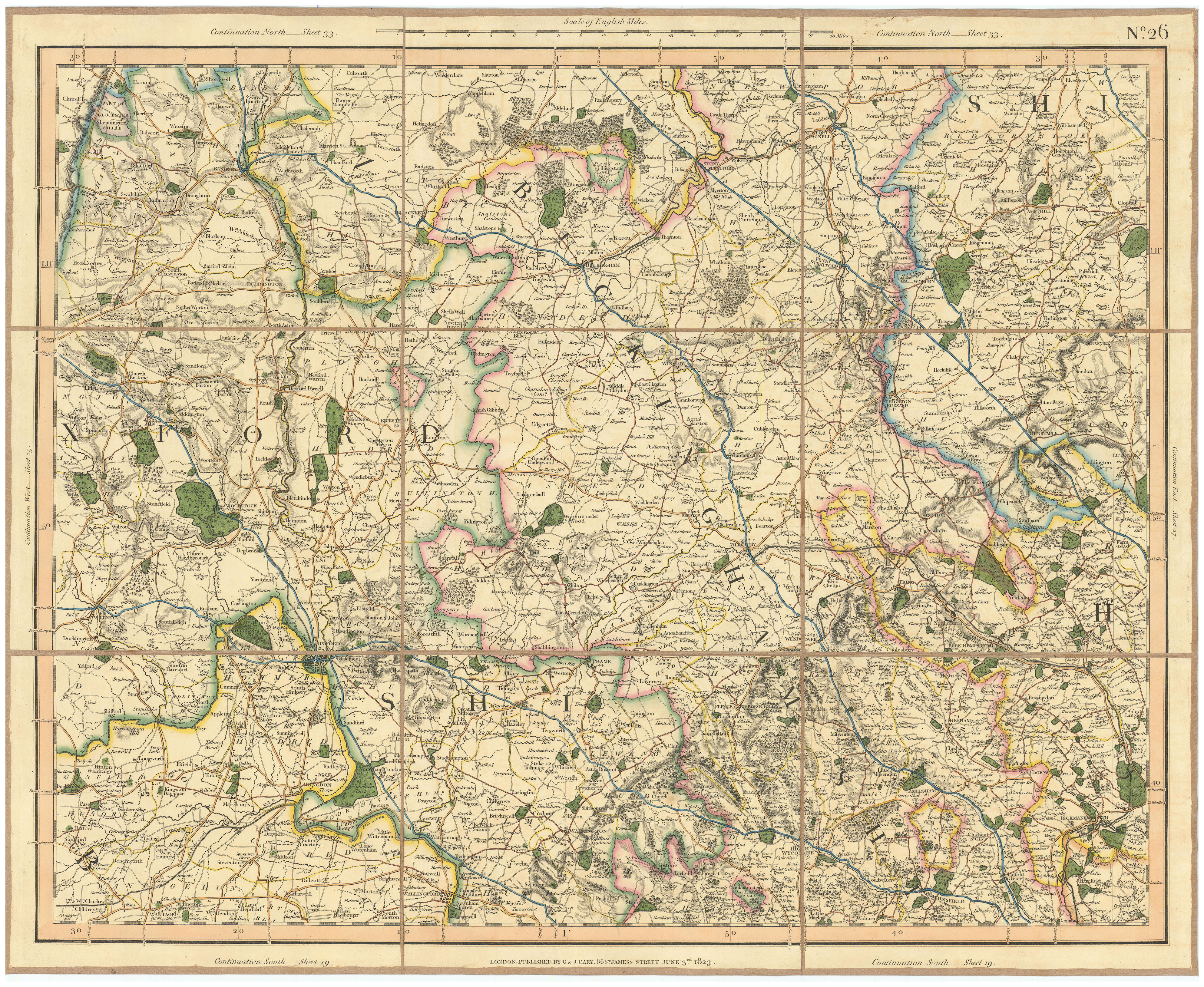 Associate Product CHILTERN HILLS & UPPER THAMES VALLEY. Buckinghamshire, Oxfordshire CARY 1832 map