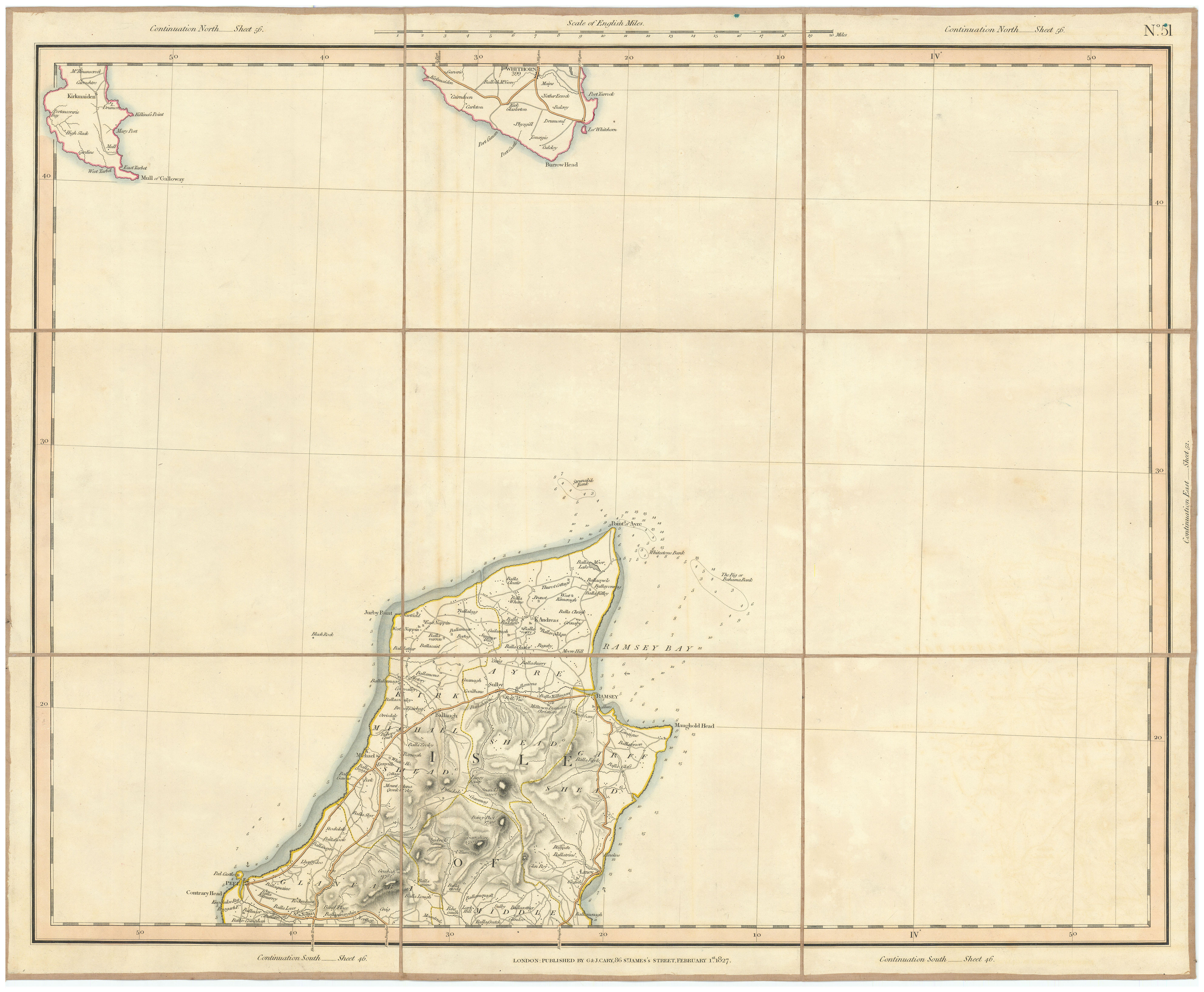 ISLE OF MAN NORTH. Ramsey Wigtownshire Mull of Galloway Whithorn. CARY 1832 map