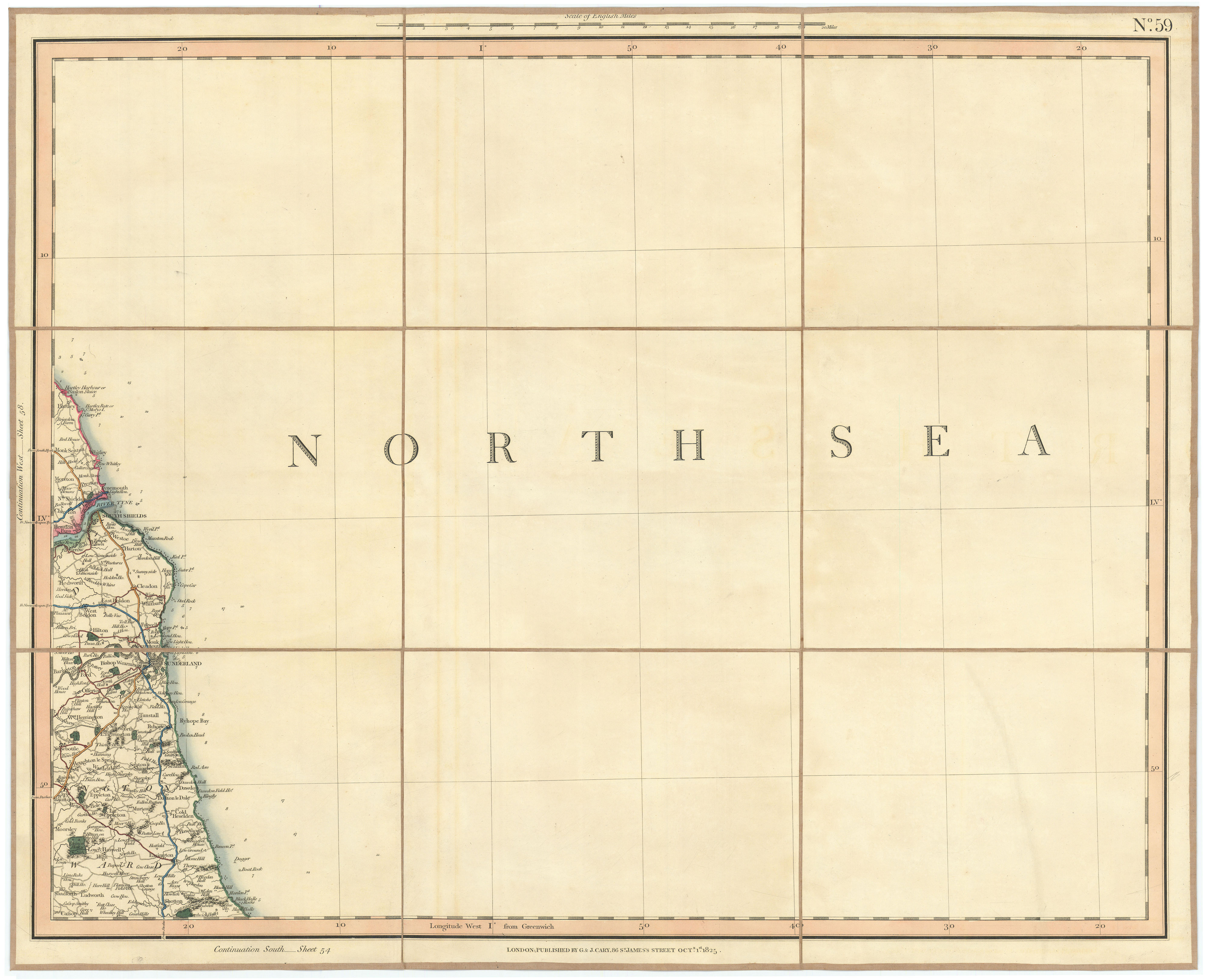 Associate Product TYNESIDE & WEARSIDE. Tynemouth, Sunderland & Durham Coast. CARY 1832 old map
