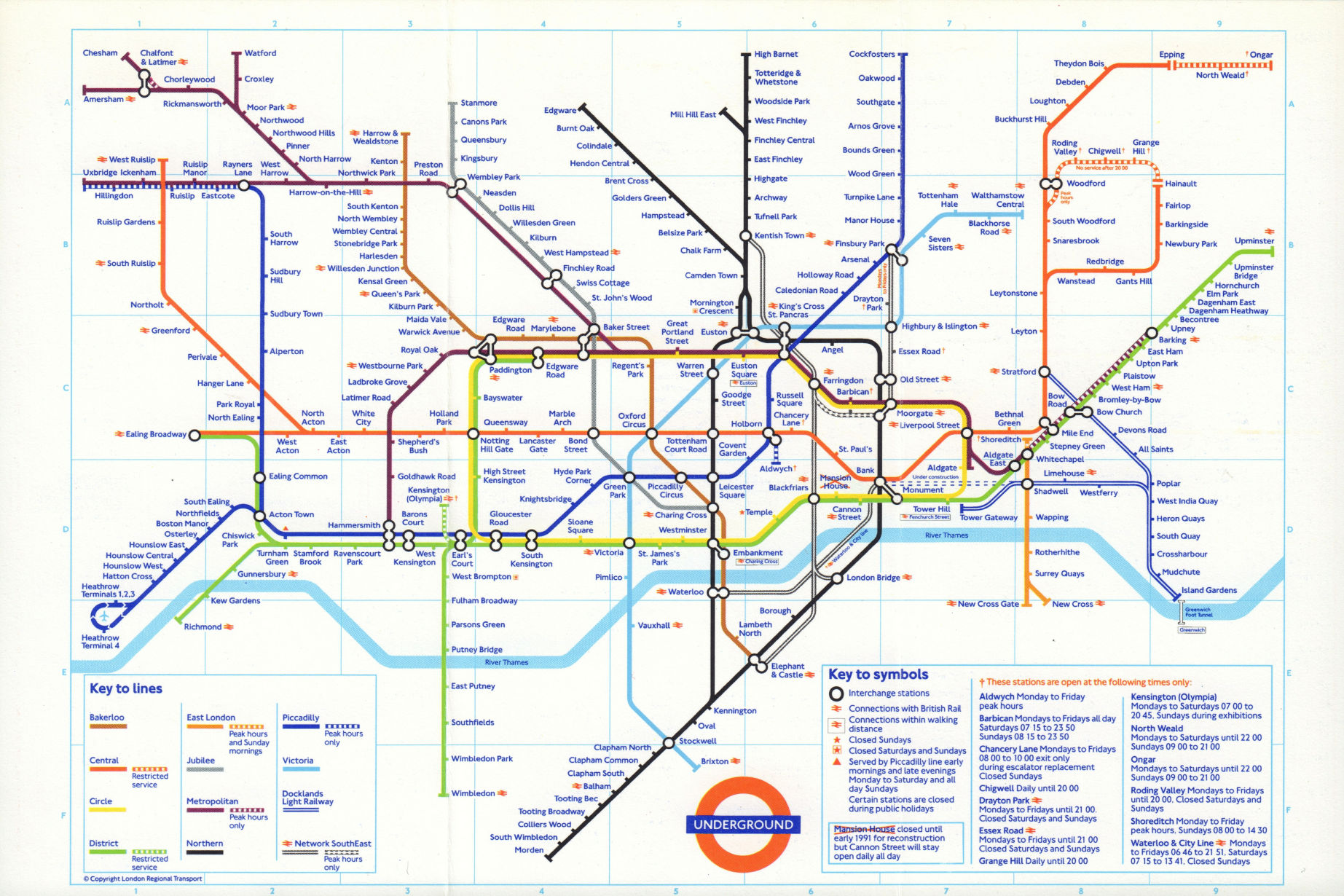 Associate Product LONDON UNDERGROUND tube journey planner map. DLR u/c Bank-Shadwell. April 1990