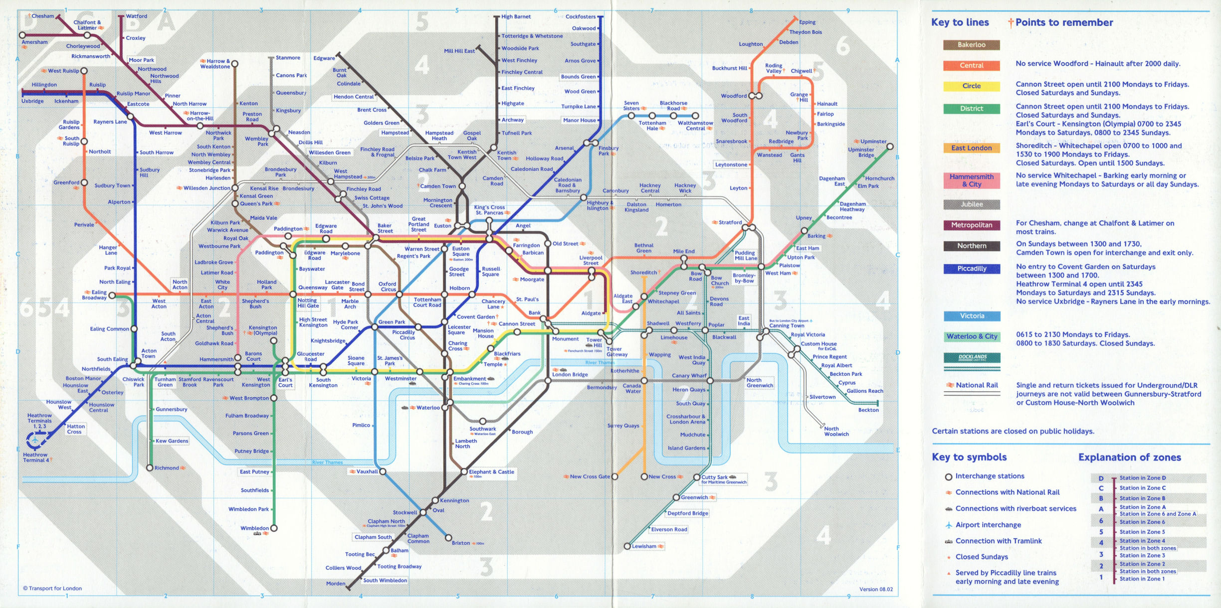 London Underground Tube Map Fare Zones Shown December Old Vintage