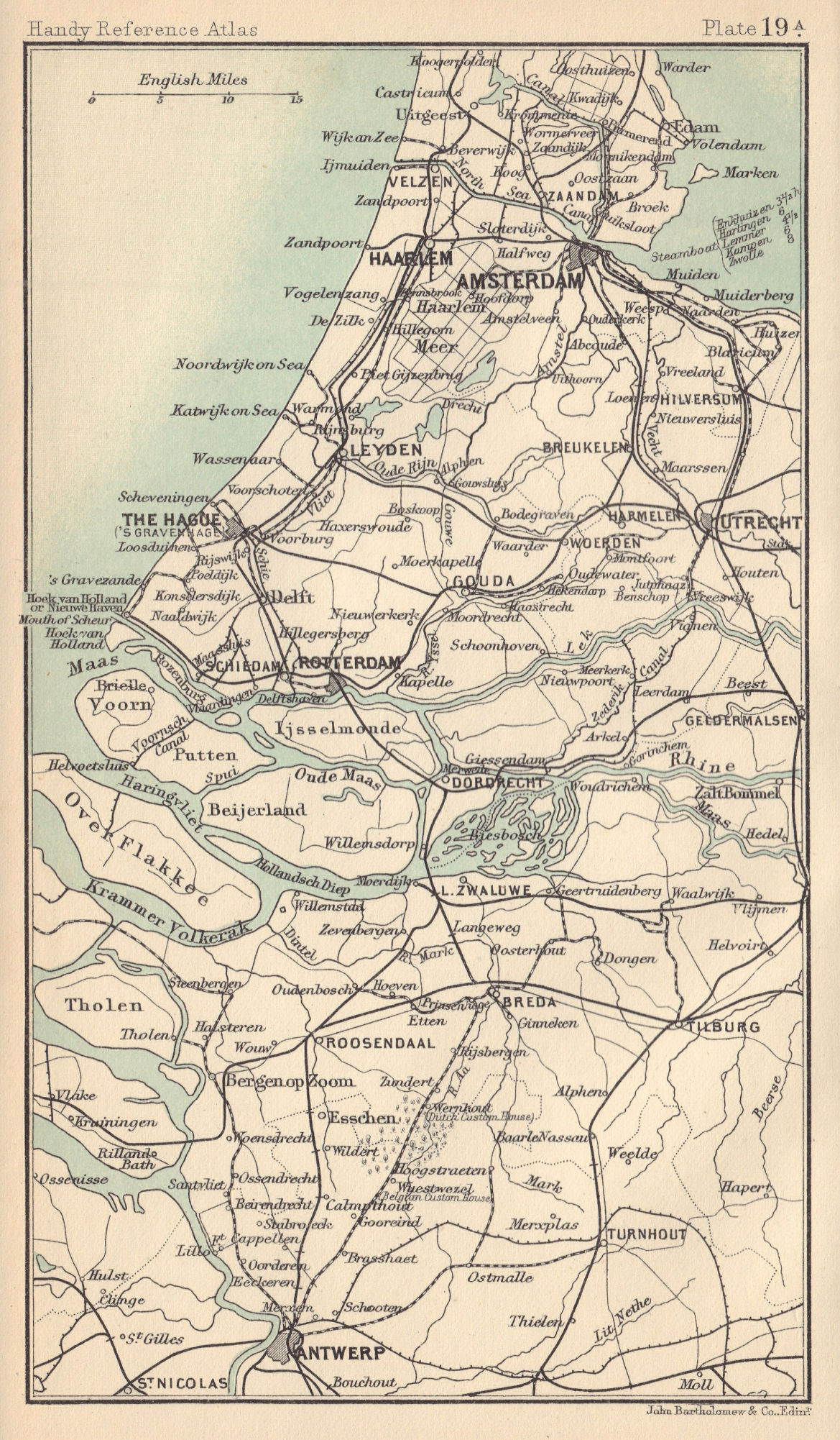 Netherlands. Amsterdam The Hague Rotterdam Antwerp. BARTHOLOMEW 1898 old map