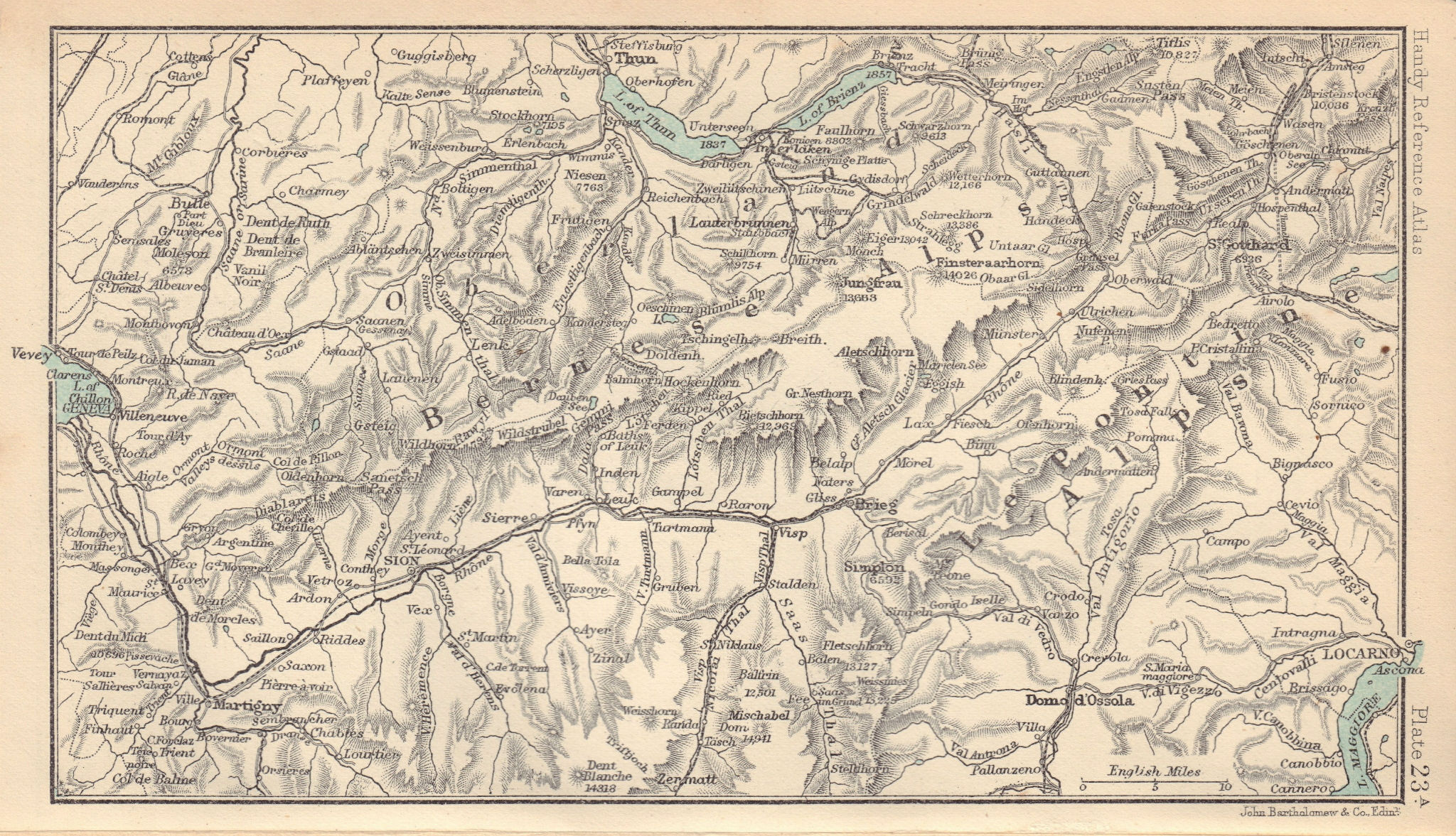 Associate Product Bernese Alps. Lepontine Alps. Sion Thun Locarno. Switzerland 1898 old map