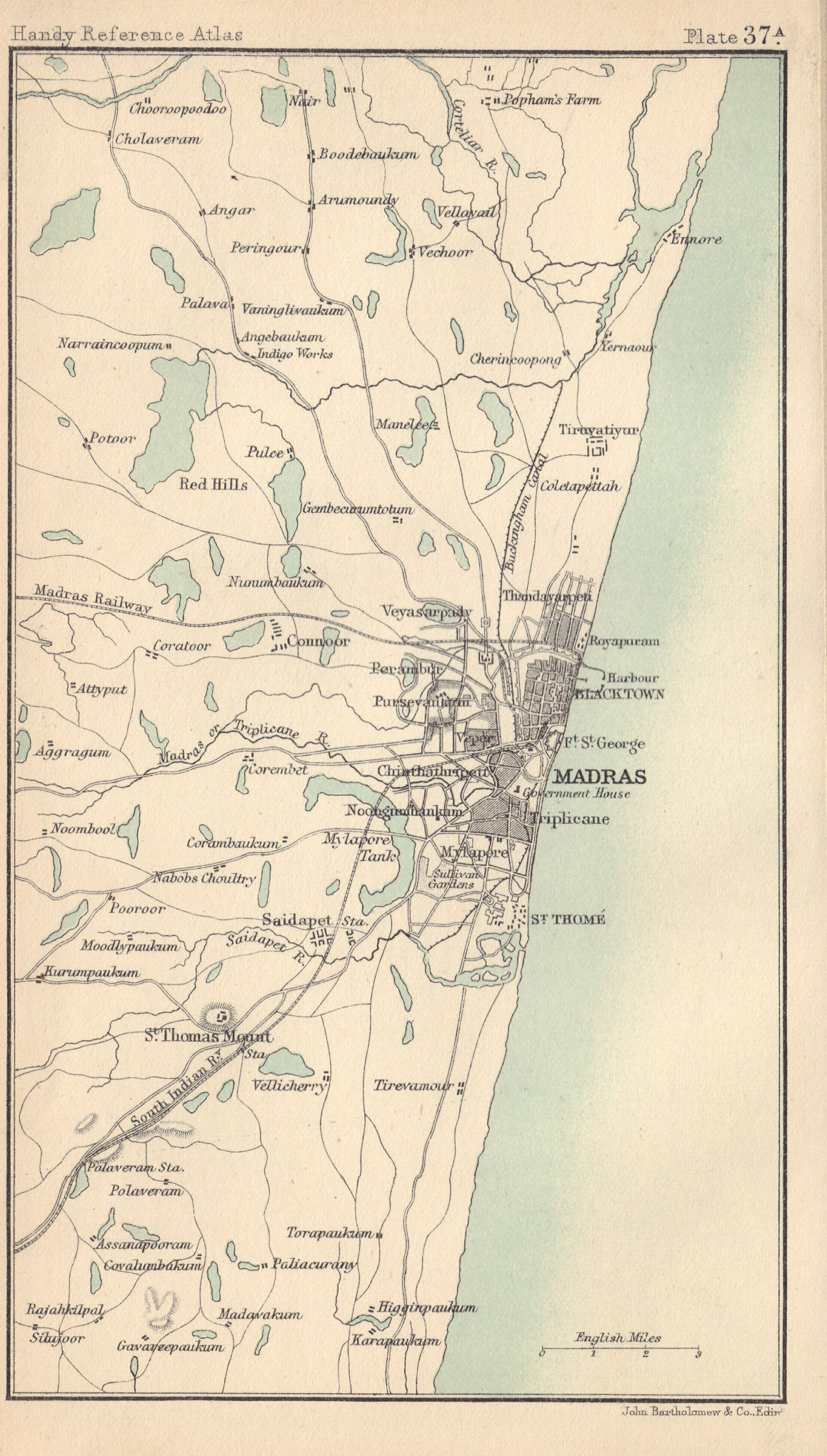Associate Product Madras environs. British India. BARTHOLOMEW 1898 old antique map plan chart