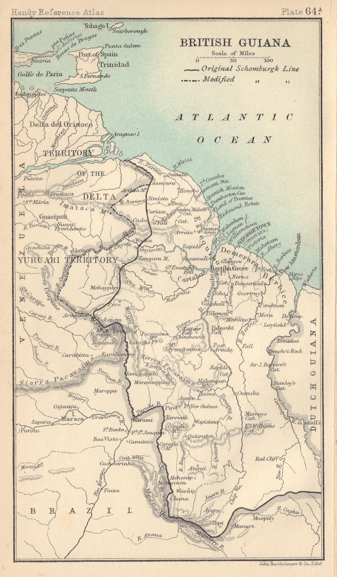 Associate Product British Guiana. Guyana. BARTHOLOMEW 1898 old antique vintage map plan chart