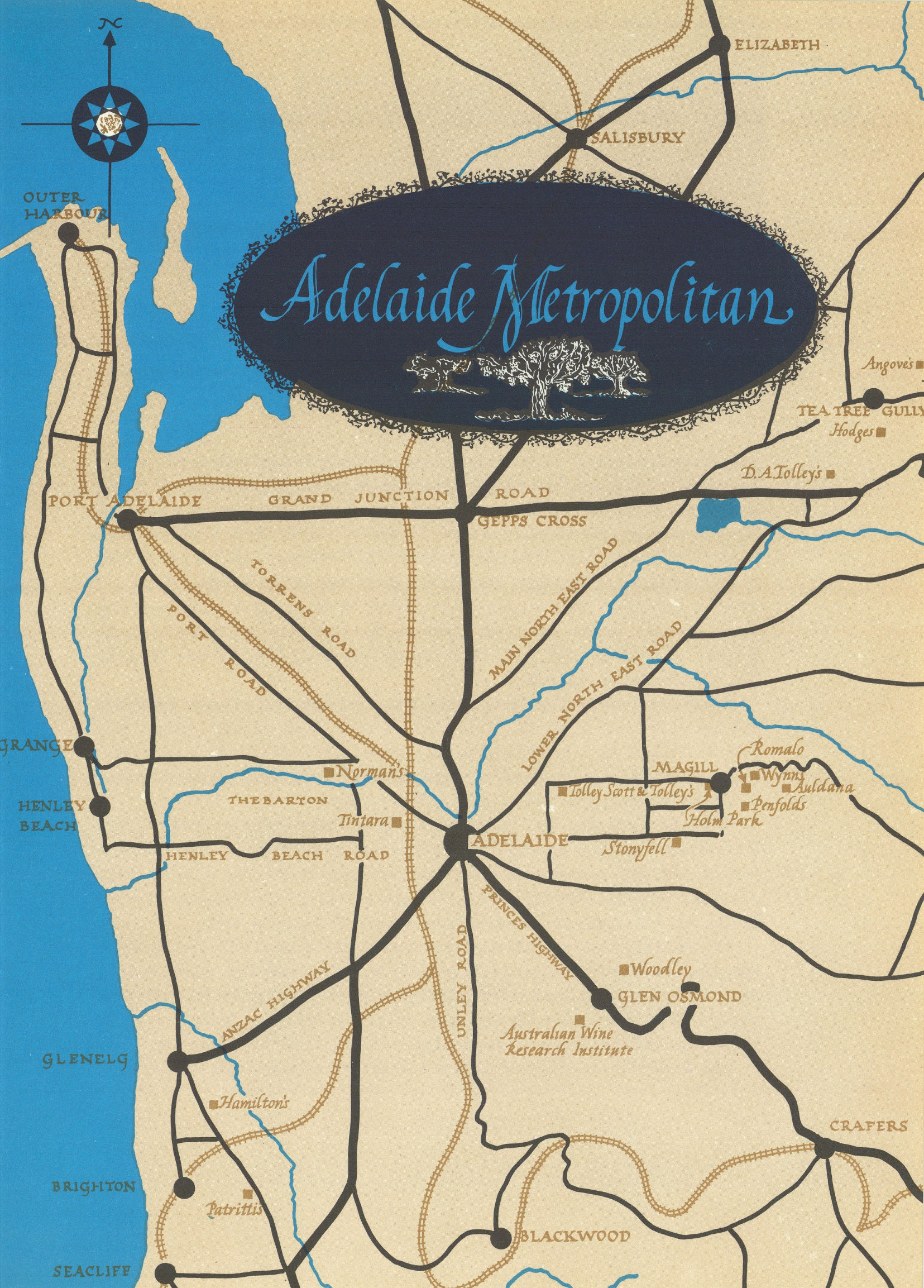 Associate Product Adelaide Metropolitan wineries. South Australia 1966 old vintage map chart