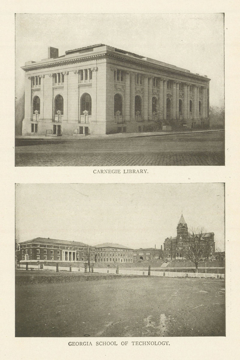 Carnegie Library. Georgia School of Technology. Georgia, US 1907 old print