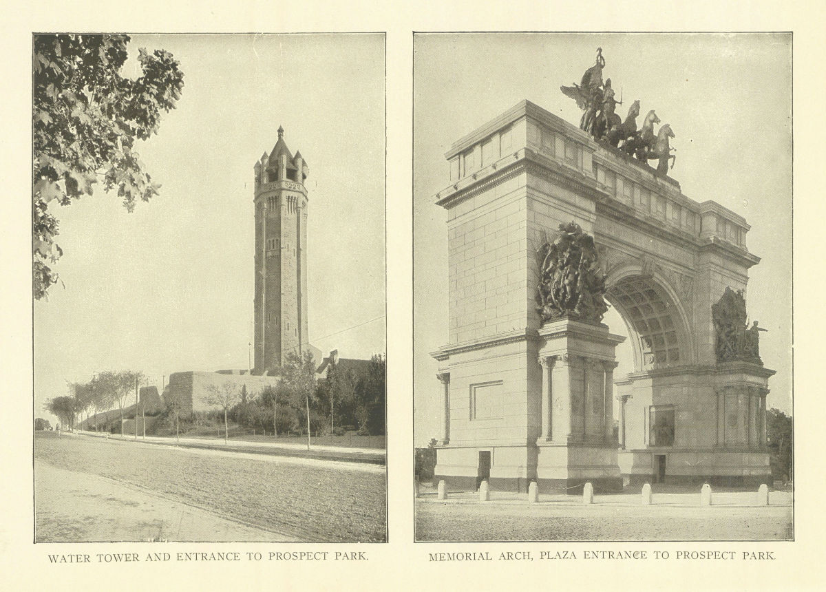 Water Tower. Memorial Arch, Plaza Entrance To Prospect Park. New York 1907