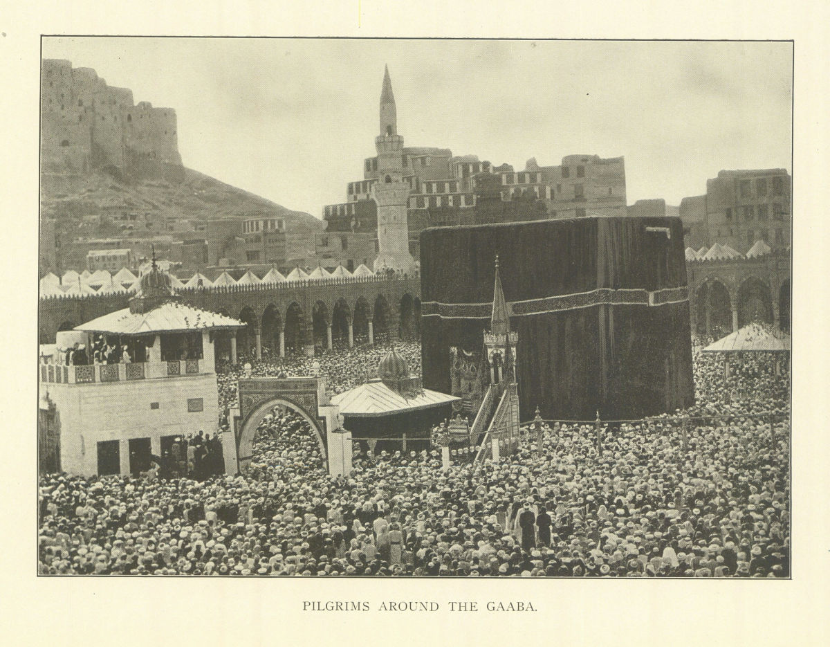 Pilgrims around the Gaaba. Saudi Arabia 1907 old antique vintage print picture