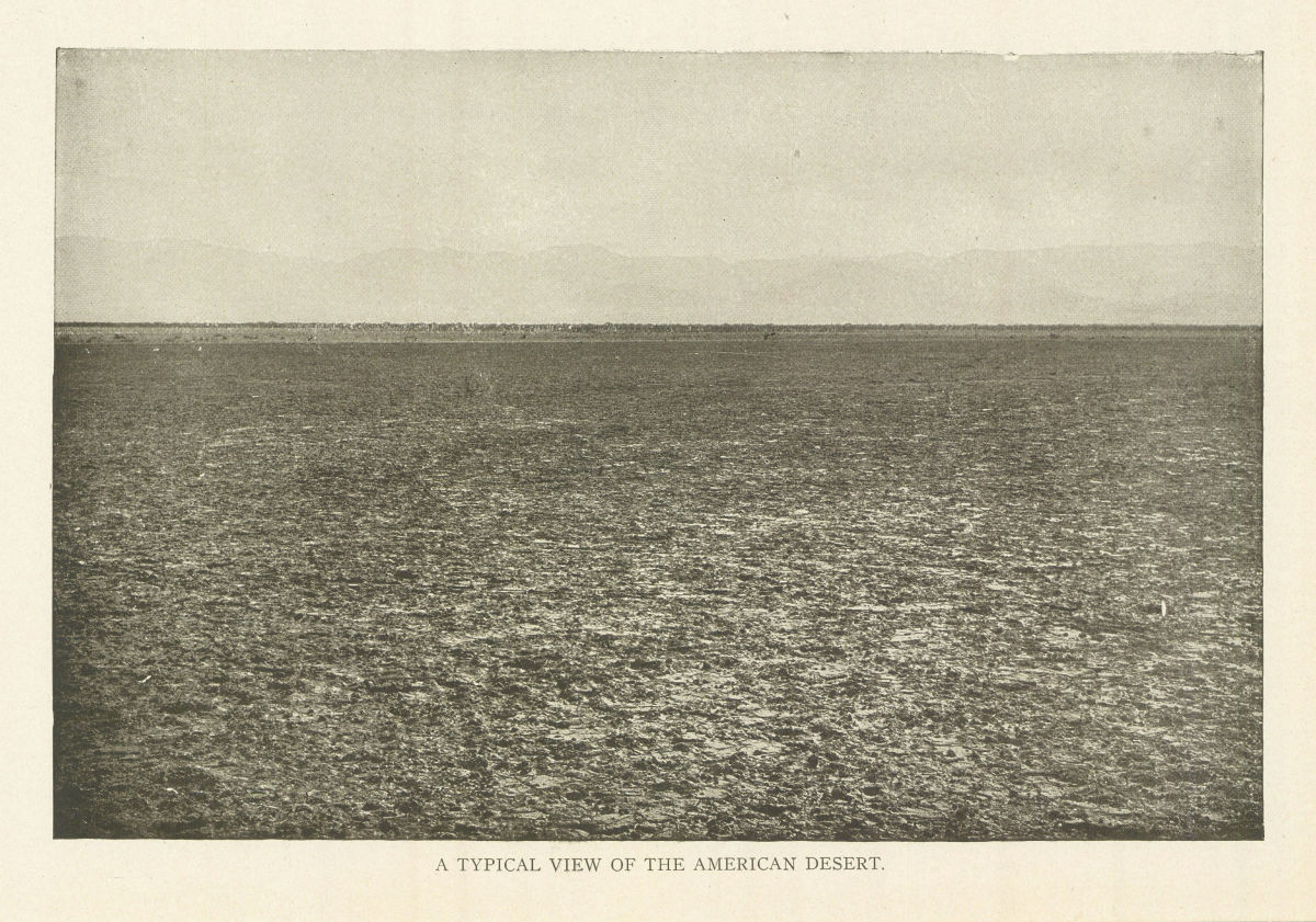 A Typical View of The American Desert. USA 1907 old antique print picture