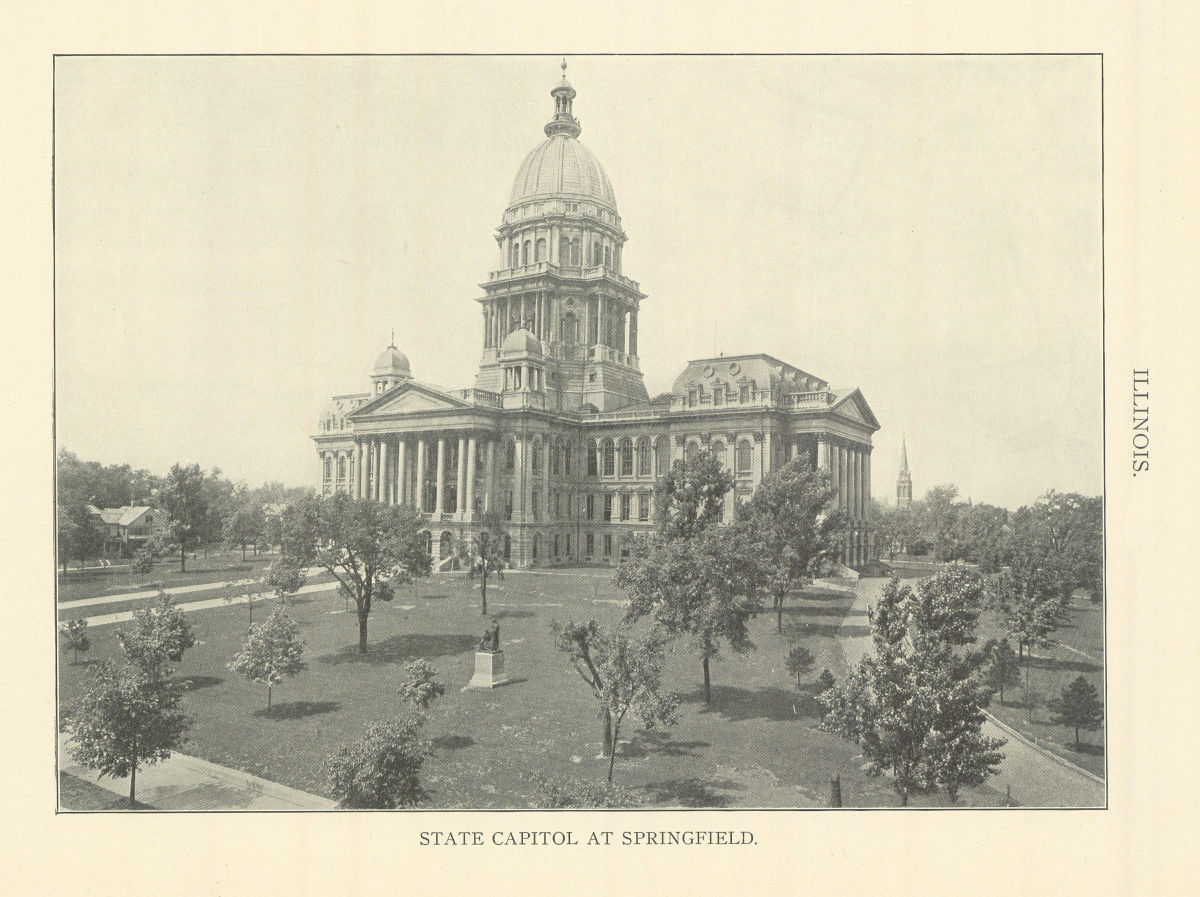 Illinois. State Capitol At Springfield..  1907 old antique print picture