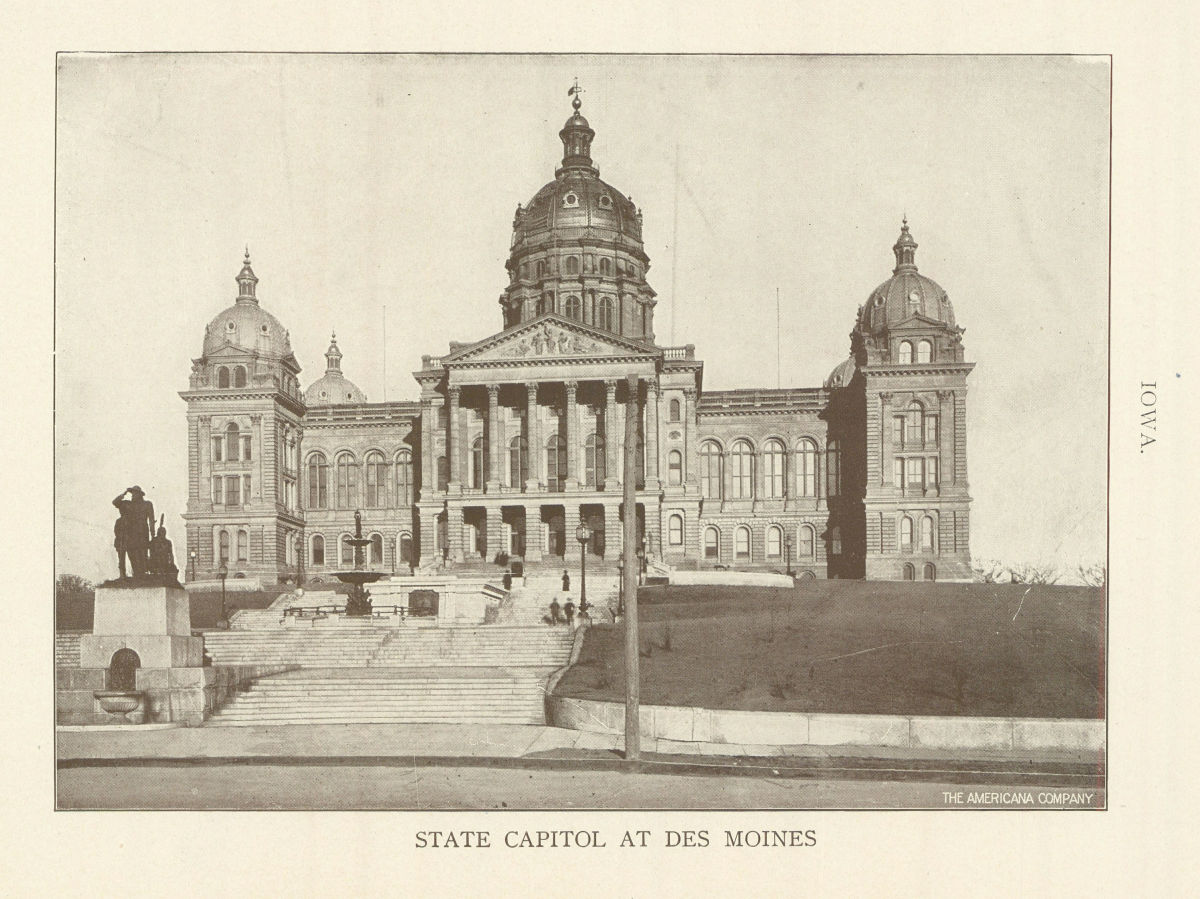 Iowa. State Capitol At Des Moines 1907 old antique vintage print picture