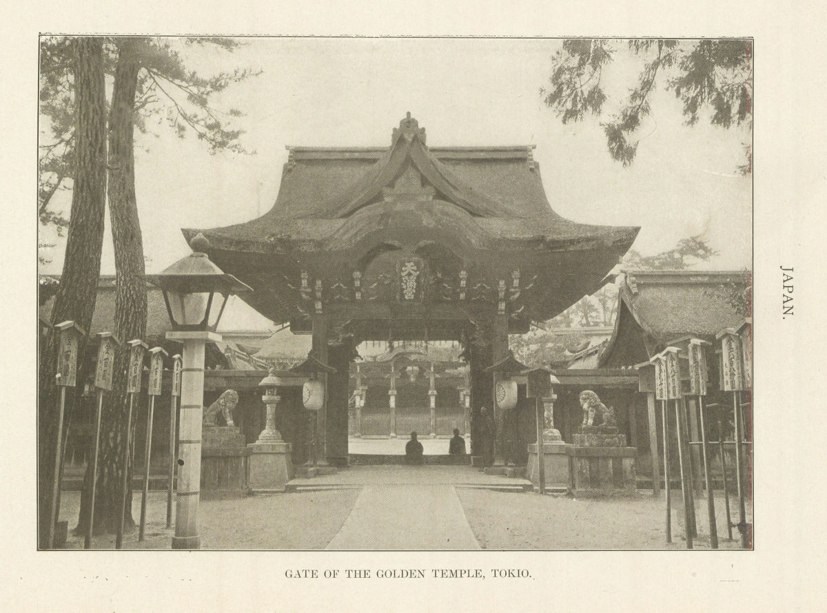 Associate Product Japan. Gate of The Golden Temple, Tokio 1907 antique vintage print picture