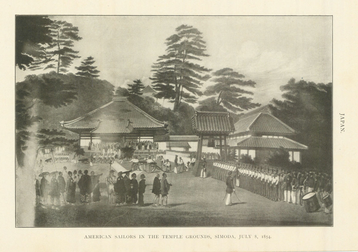 Associate Product Japan. American Sailors In The Temple Grounds, Simoda, July 8, 1854 1907 print