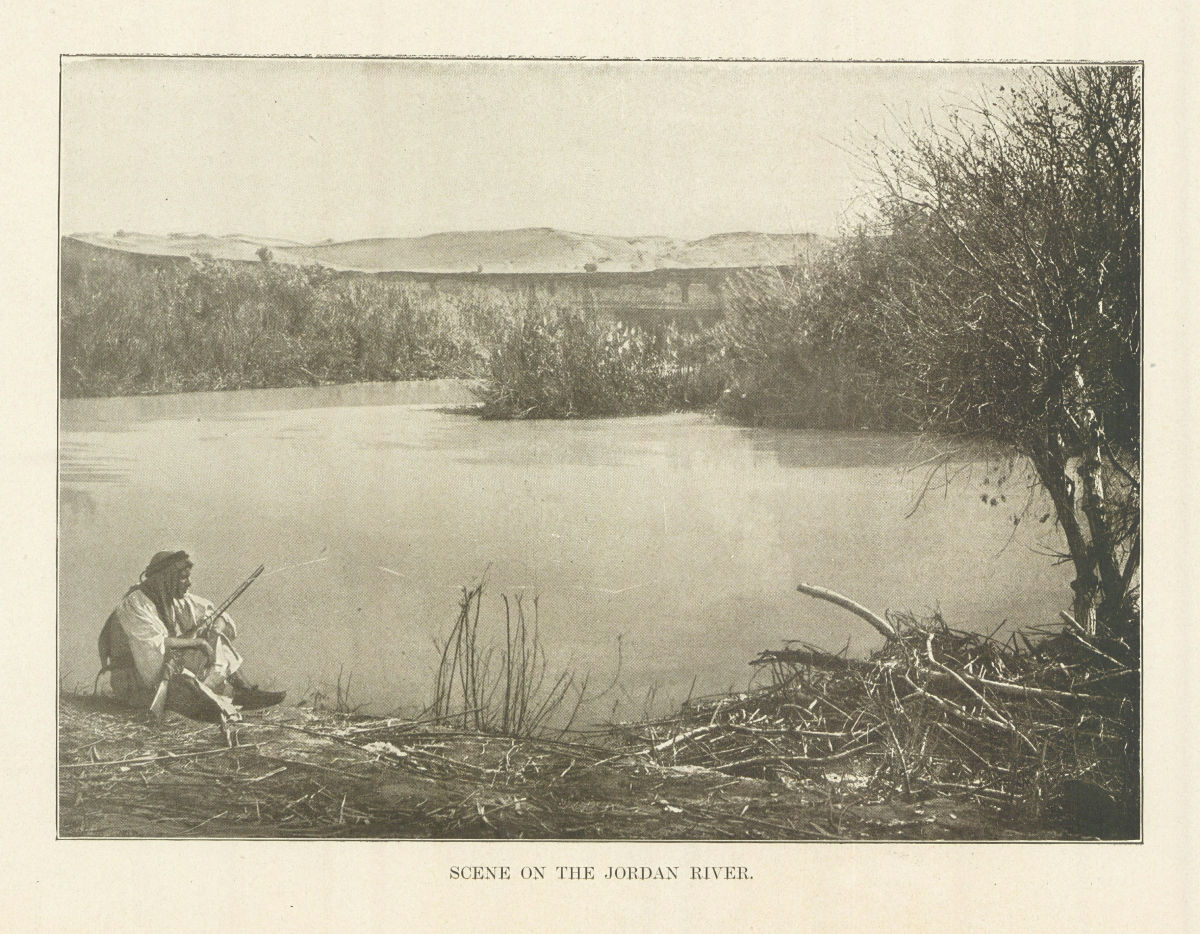 Scene On The Jordan River 1907 old antique vintage print picture
