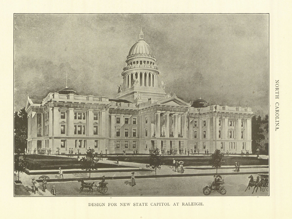 North Carolina. Design For New State Capitol At Raleigh 1907 old antique print