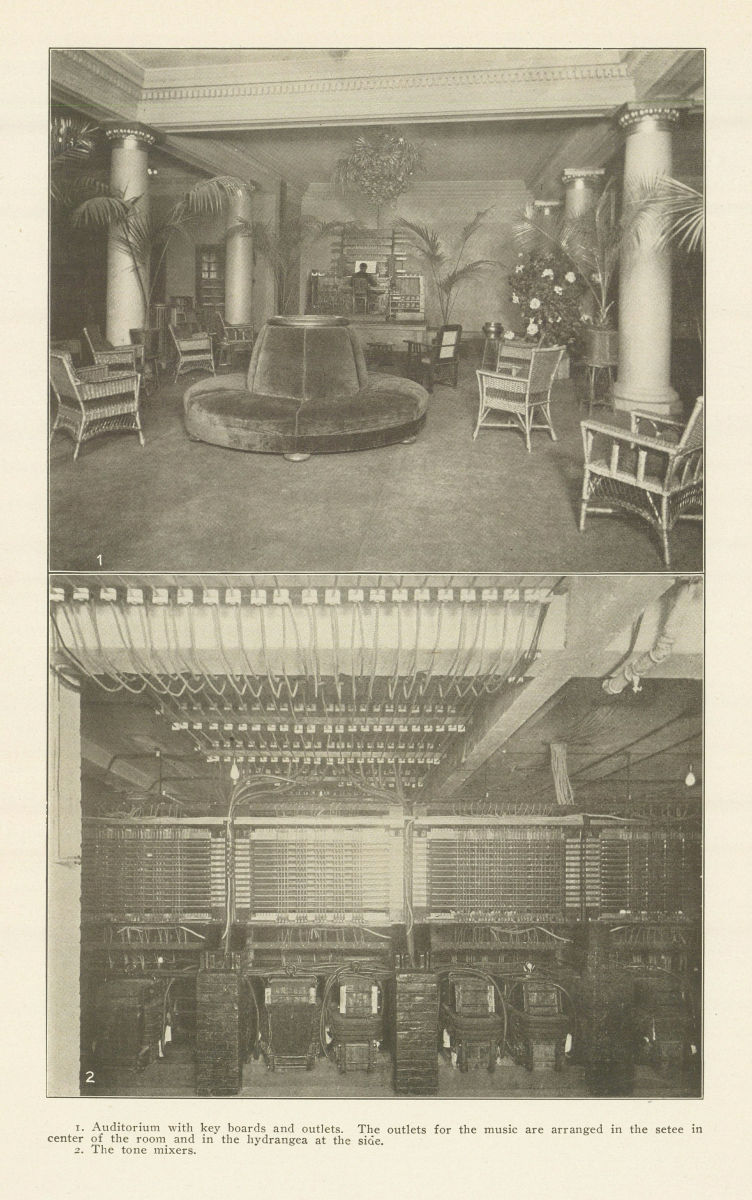 Associate Product Auditorium keyboards & music outlets. Tone mixers 1907 old antique print