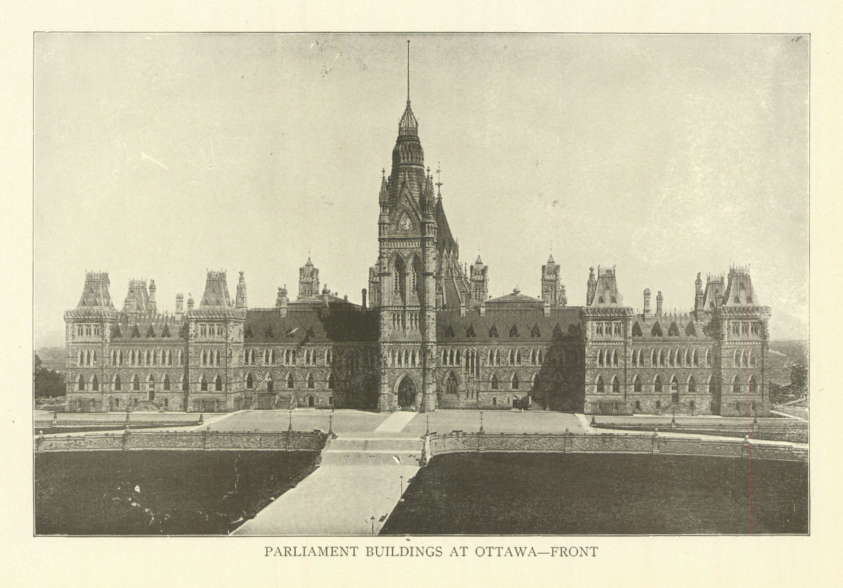 Parliament Buildings At Ottawa - Front. Canada 1907 old antique print picture
