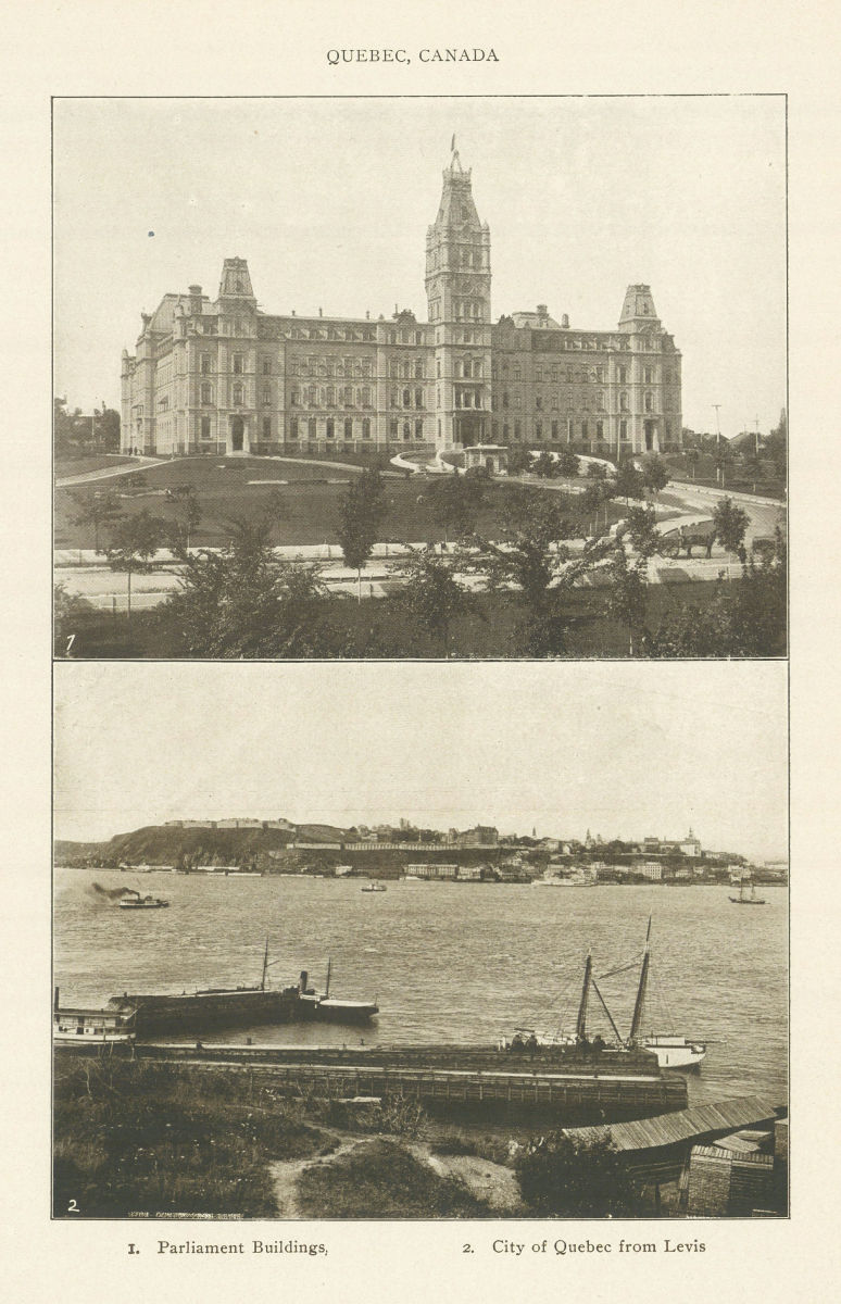 Associate Product QUEBEC, CANADA 1. Parliament Buildings, 2. City of Quebec from Levis 1907