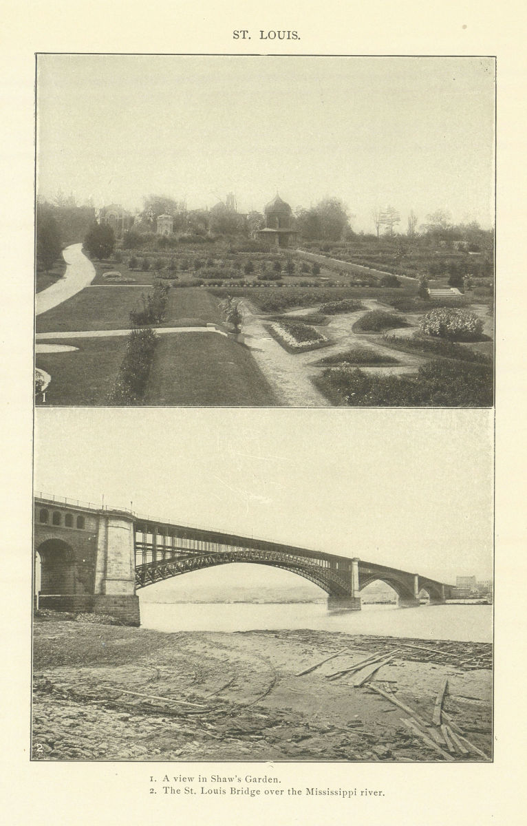 Associate Product ST. LOUIS. Shaw's Garden. Bridge over the Mississippi river. Missouri 1907