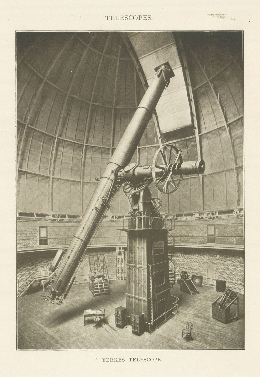 Telescopes. Yerkes Telescope. Wisconsin 1907 old antique vintage print picture