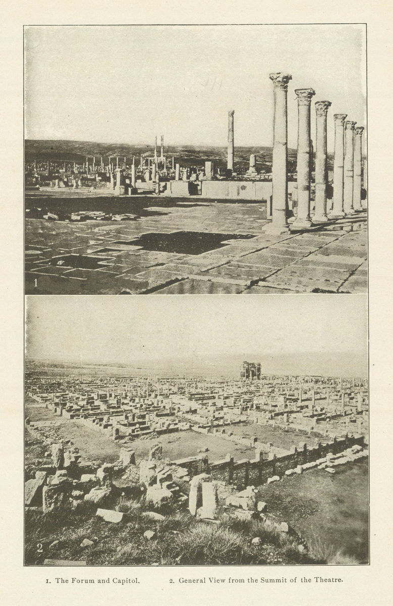 Timgad, Algeria. Forum & Capitol. Theatre. Thamugadi, Batna 1907 old print