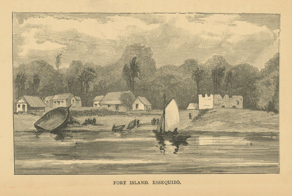 Fort Island, Essequibo, Guyana. Fort Zeelandia 1889 old antique print picture