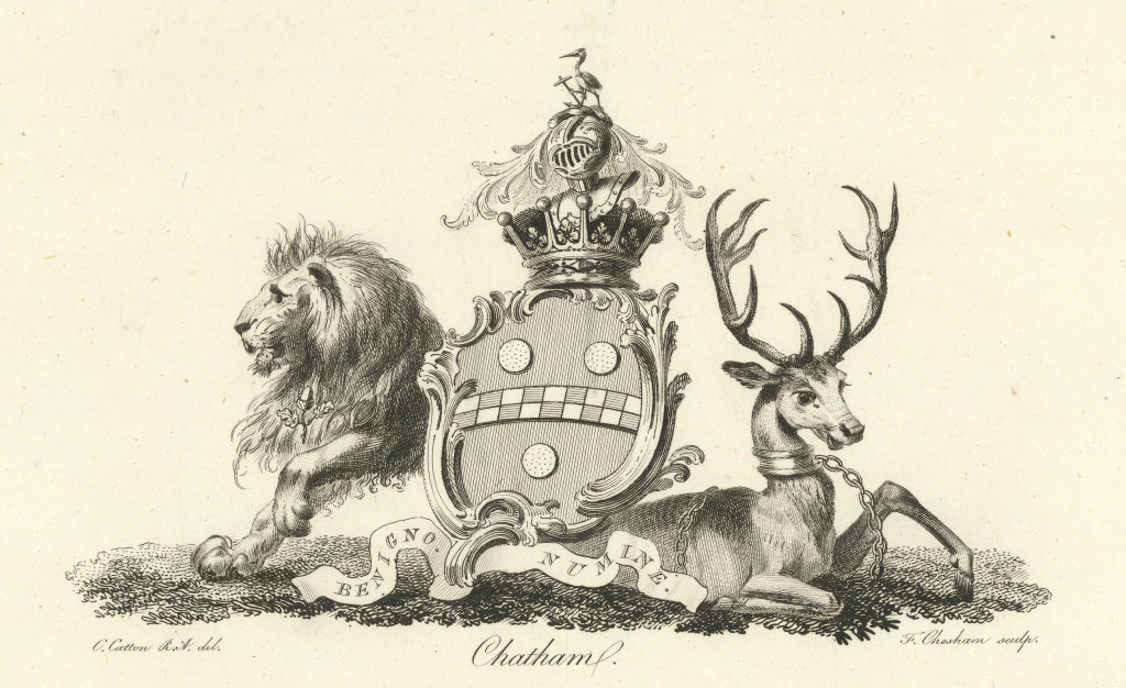 Chatham. Coat of arms. Heraldry 1790 old antique vintage print picture