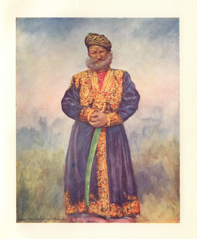 A Rajput of Rajgarh, Madhya Pradesh, India. Mortimer Menpes 1905 old print