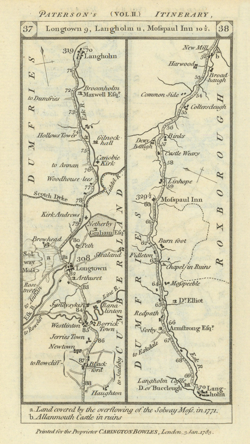 Paterson, Daniel Early 19th century copperplate road strip maps of