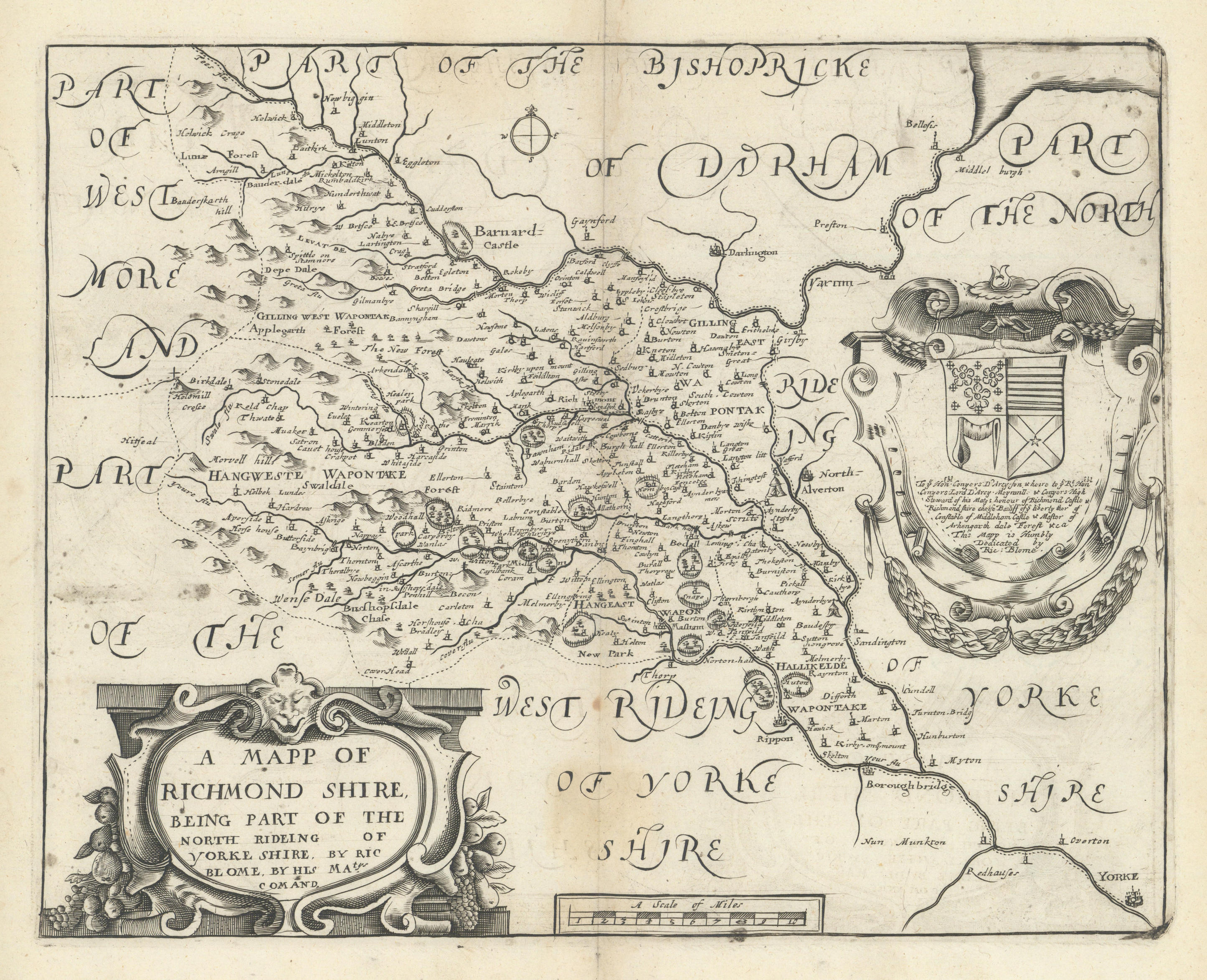 Associate Product A Mapp of Richmond Shire… Part of the North Rideing of Yorke Shire. BLOME 1673