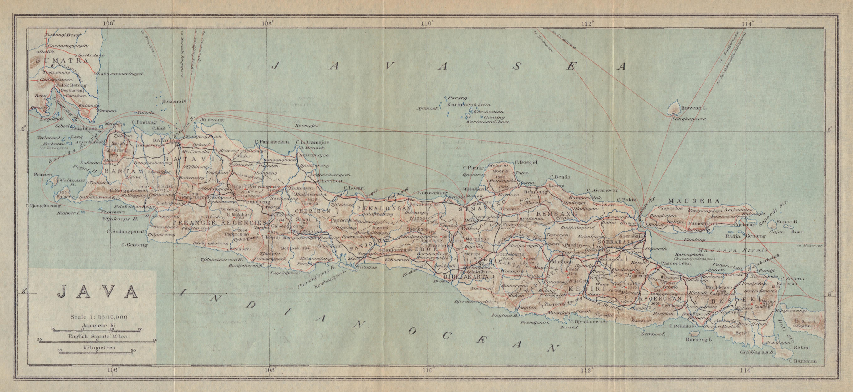 Associate Product The island of Java. Dutch East Indies. Indonesia 1917 old antique map chart