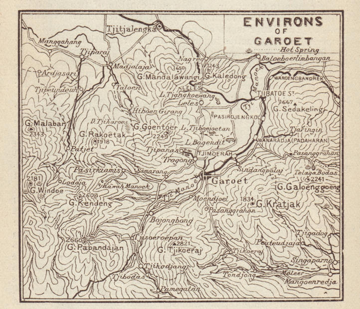 Associate Product Garut, West Java. "Environs of Garoet" sketch map. Indonesia 1917 old