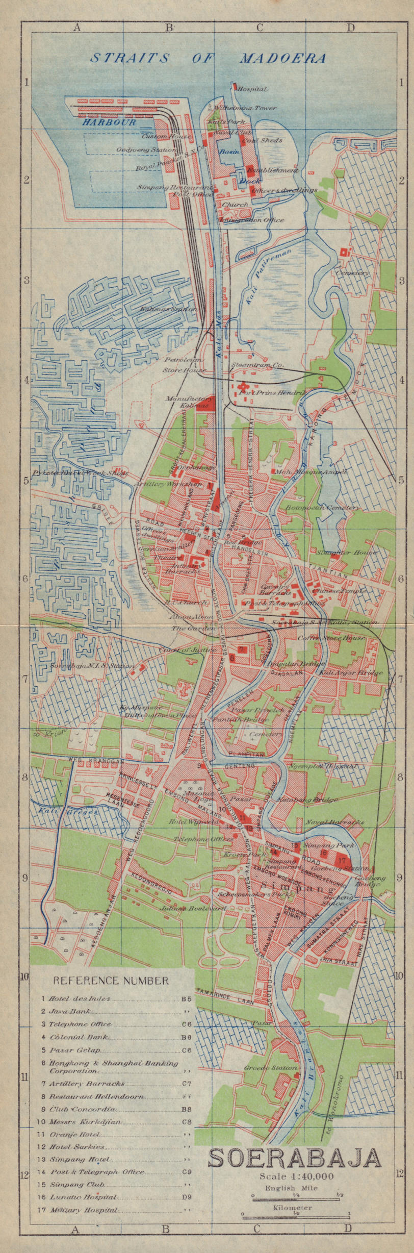 Associate Product Surabaya antique town city plan. "Soerabaja". East Java, Indonesia 1917 map