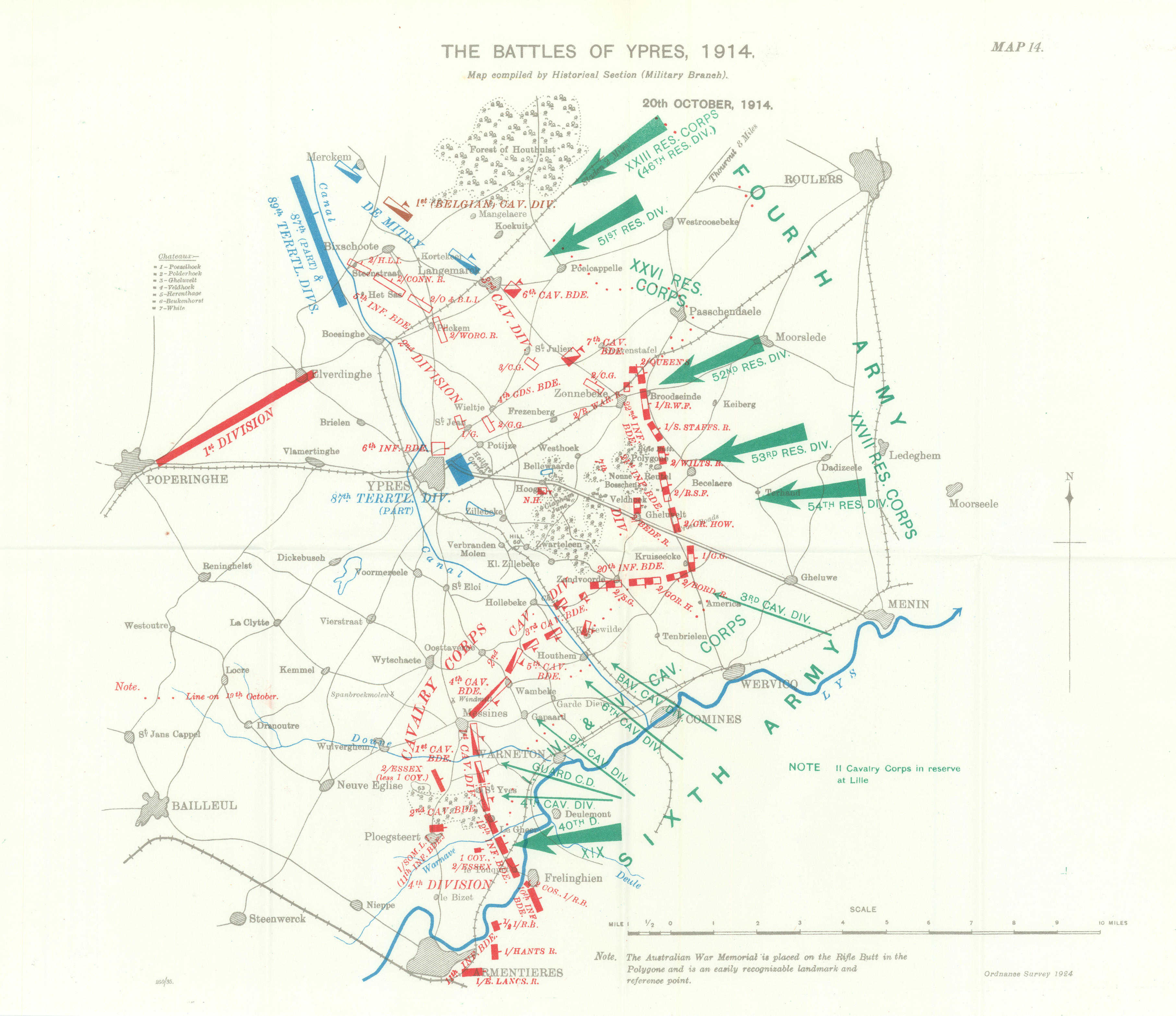 Battle of Ypres 1914. 20th October 1914. First World War. 1933 old ...