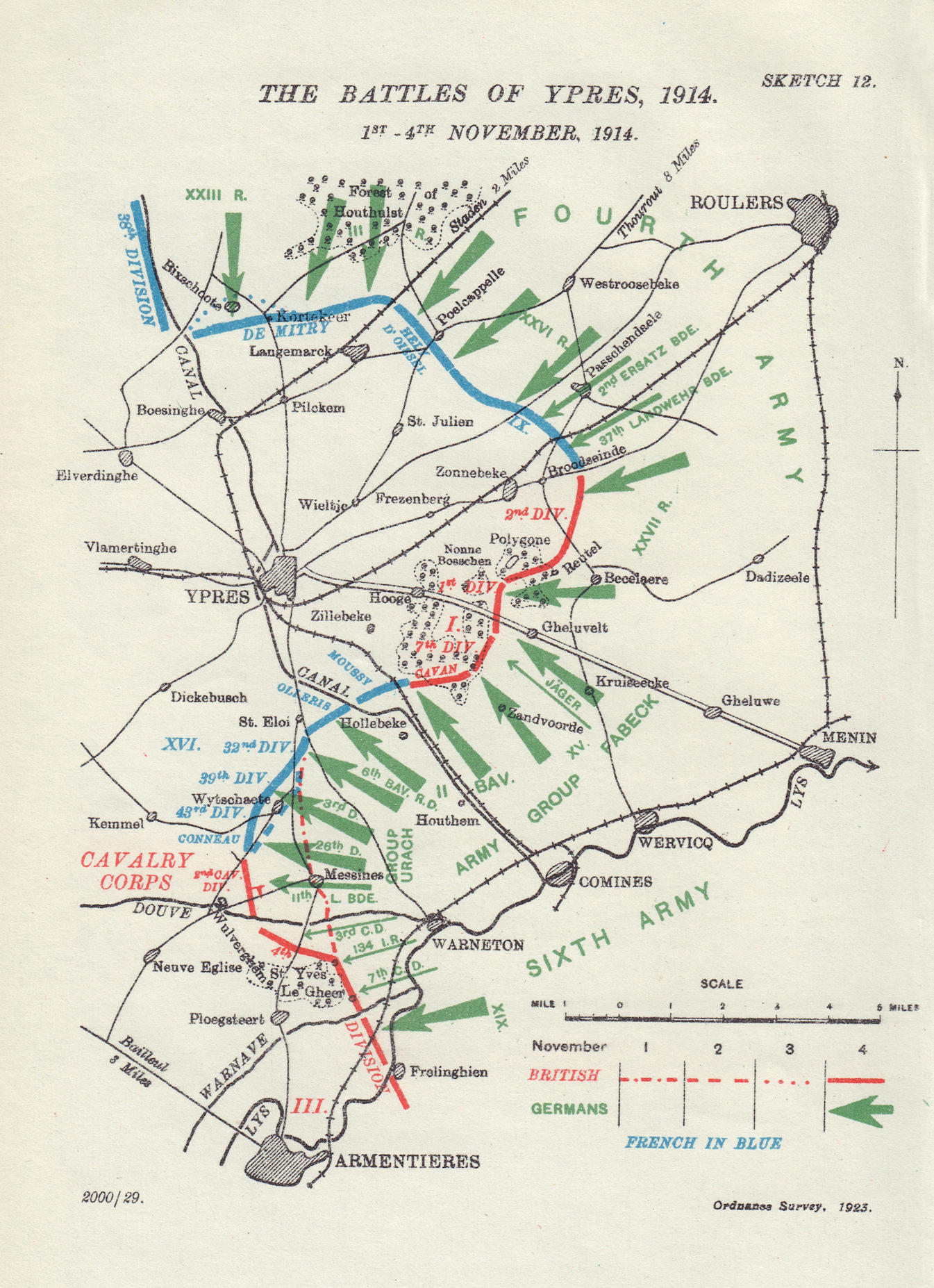 Battle of Ypres, 1st-4th November 1914. First World War. 1925 old ...