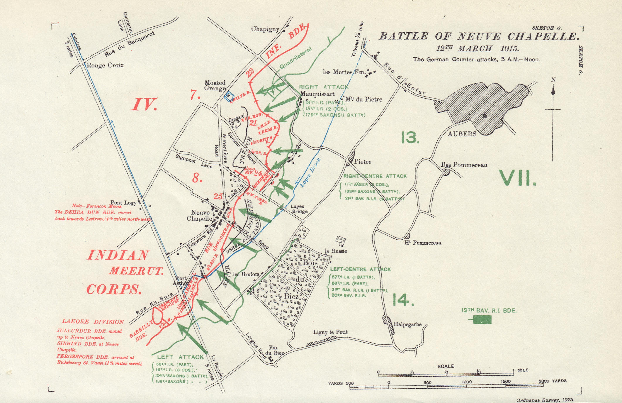 Battle of Neuve Chapelle 12 March 1915 German Counterattacks. Trenches ...