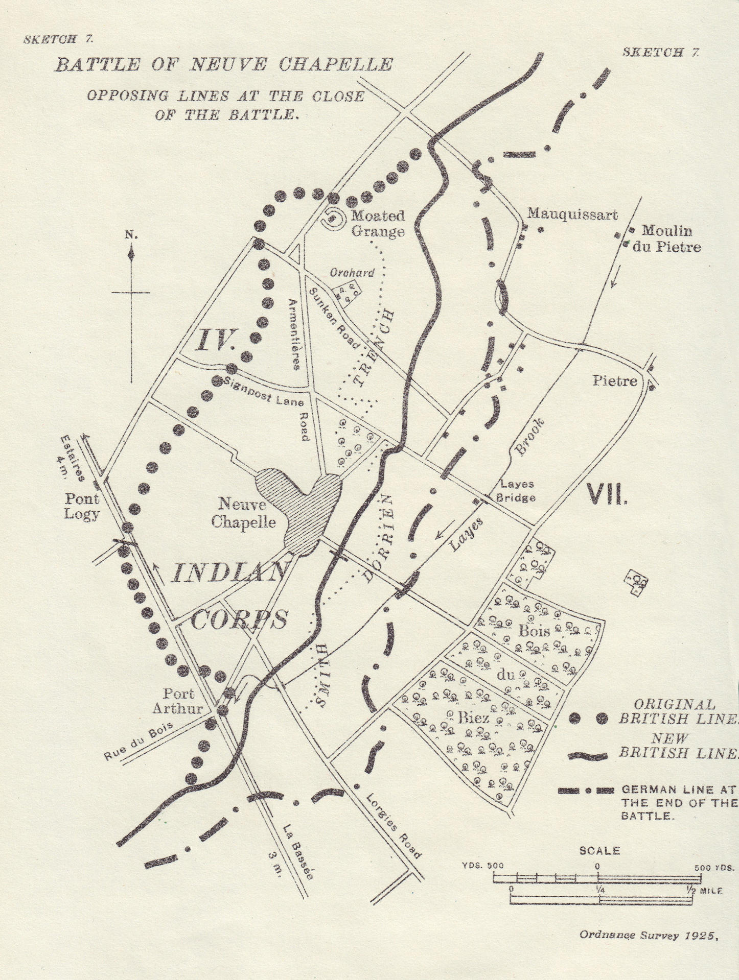 Battle of Neuve Chapelle. Lines at Close of Battle 1915. Trenches 1927 ...